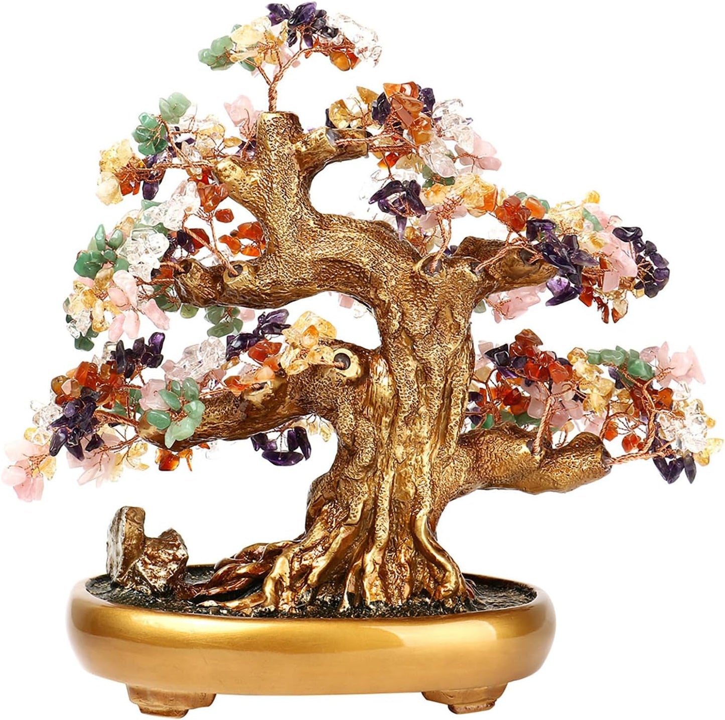 Comeon Large Crystal Quartz Lucky Tree Gem Tree for Office Home Feng Shui Decoration for Wealth/Fortune and Luck (Mix-Gemstone)