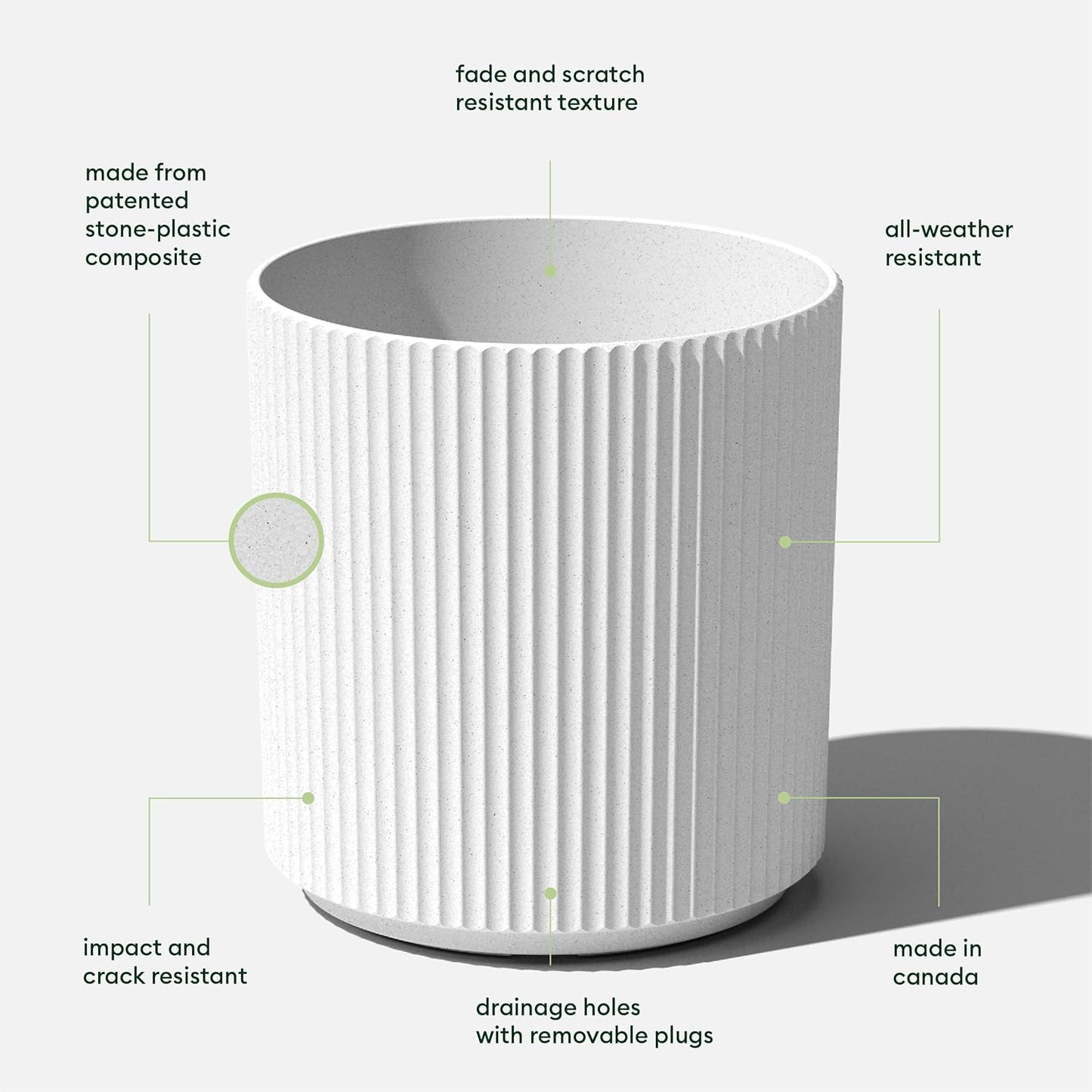 Veradek Demi Series Round Planter for Porch, Patio, Backyard | Durable Plastic-Concrete Material | Modern Décor for Tall Plants, Flowers