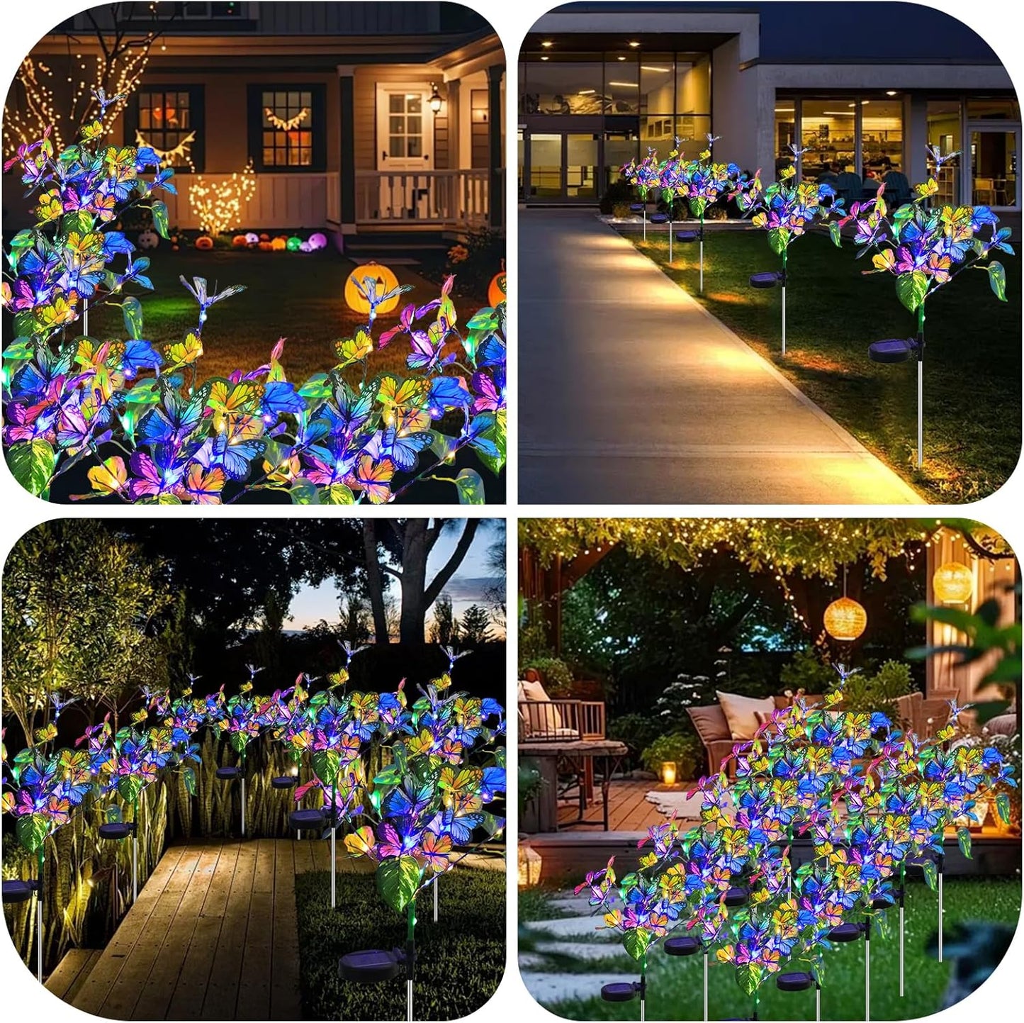 Solar Garden Lights Outdoor Waterproof Solar Lights 4 Pack with New Upgraded 40 LED 18 Butterfly Outdoor Lights for Yard Outside Garden Pathway Decor