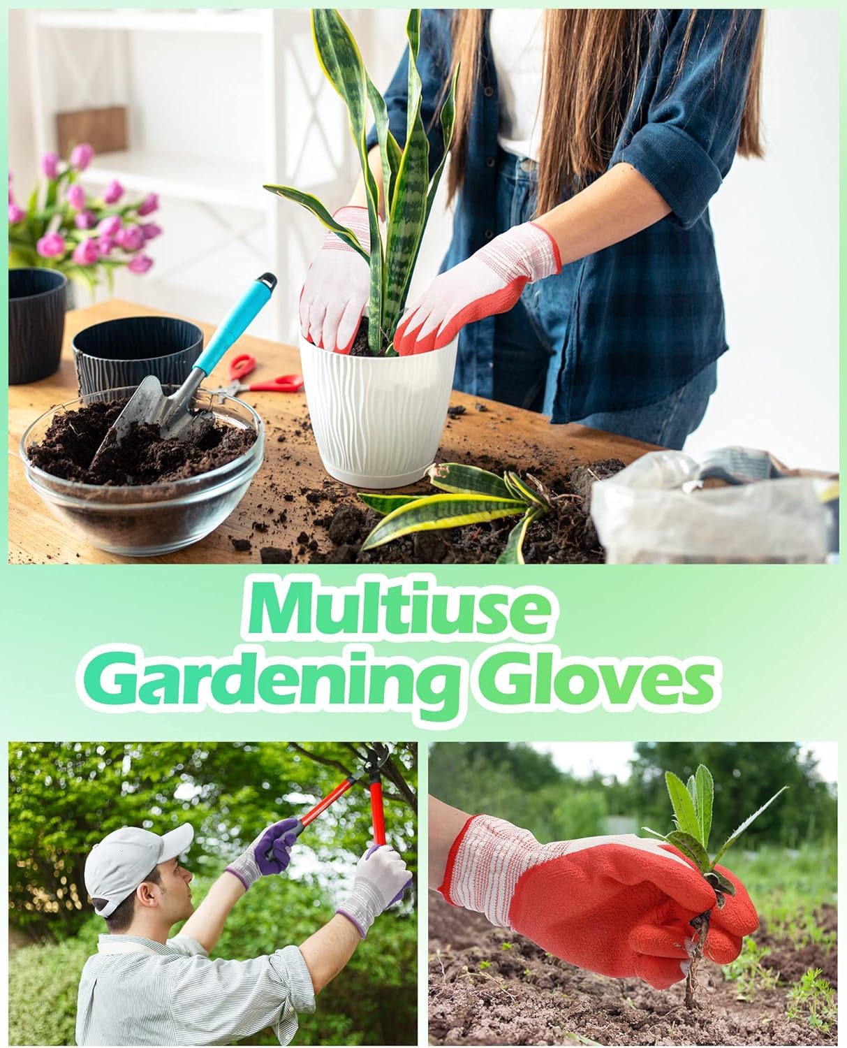 Irenare 24 Pairs Gardening Gloves Bulk for Women Ladies Breathable Rubber Coated Garden Glove for Yard Outdoor Work with Grip