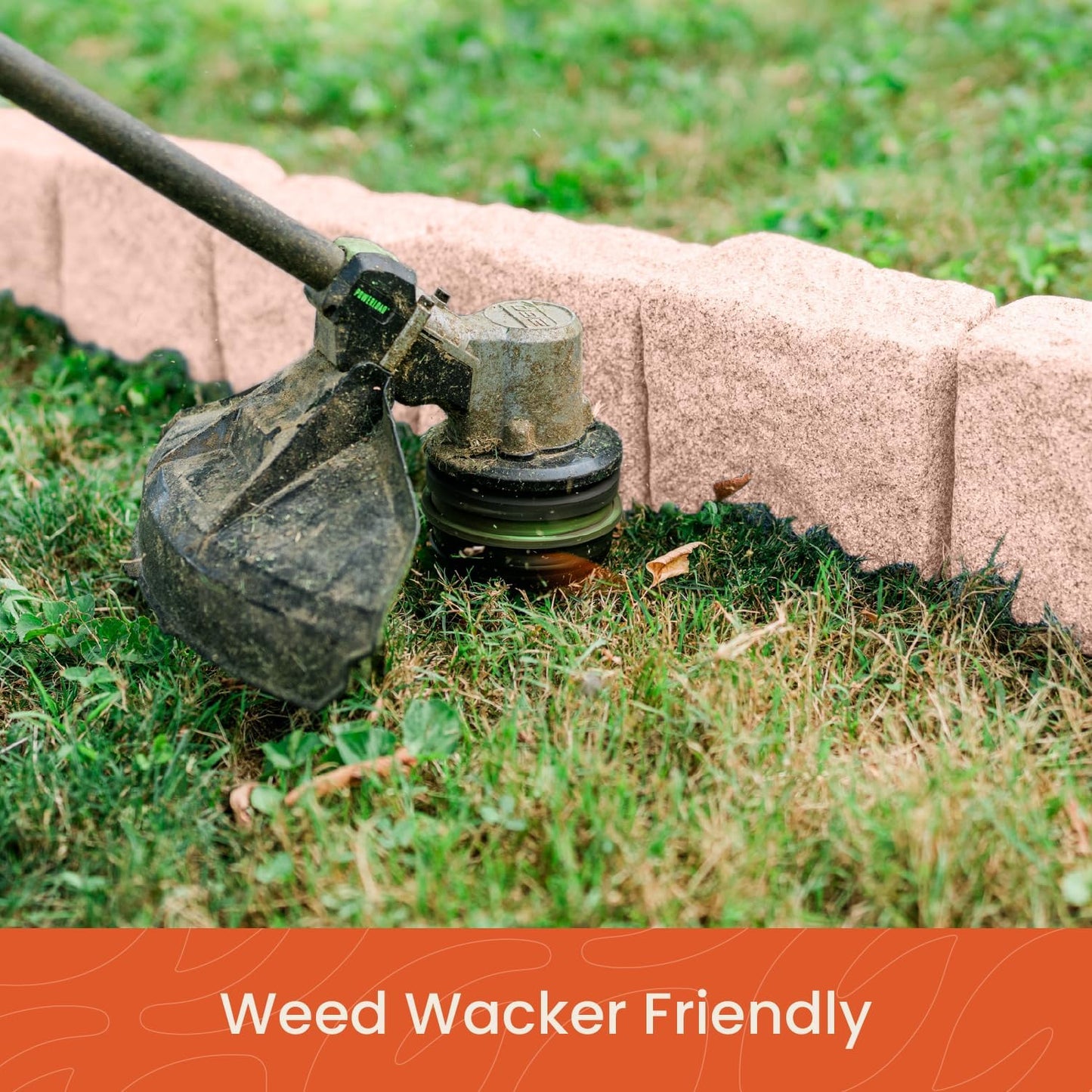 Beuta Landscape Edging | Garden Edging Border | Faux Stone Blocks for Lawn Edging, Flower Beds & Yard Edging – 4 Pack | Each Section Has 6 Blocks 48" L x 4" W x 6.5" H | 8 Spikes | Sandstone