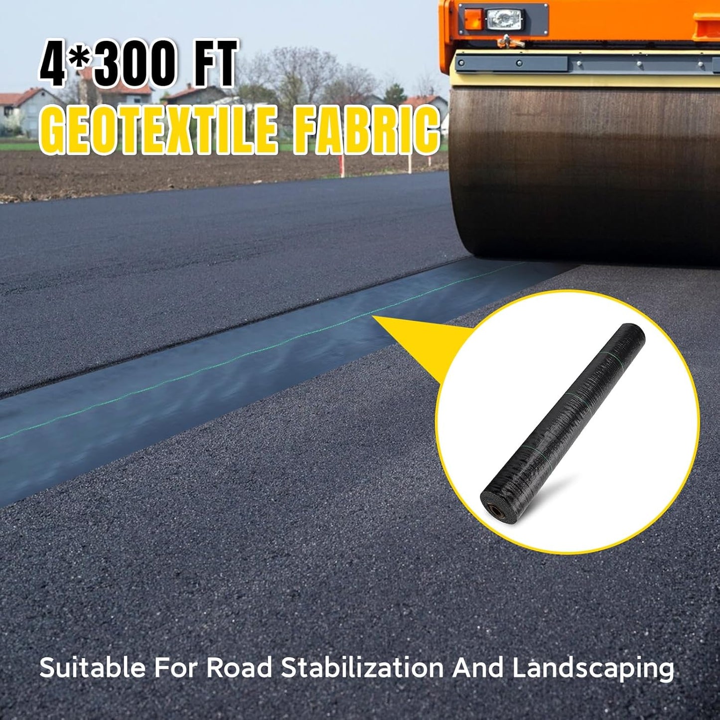 4ft x 300ft Weed Barrier Landscape Fabric Heavy Duty Premium Weed Control Fabric Durable & Eco-Friendly Weed Block Gardening Mat Landscaping Fabric