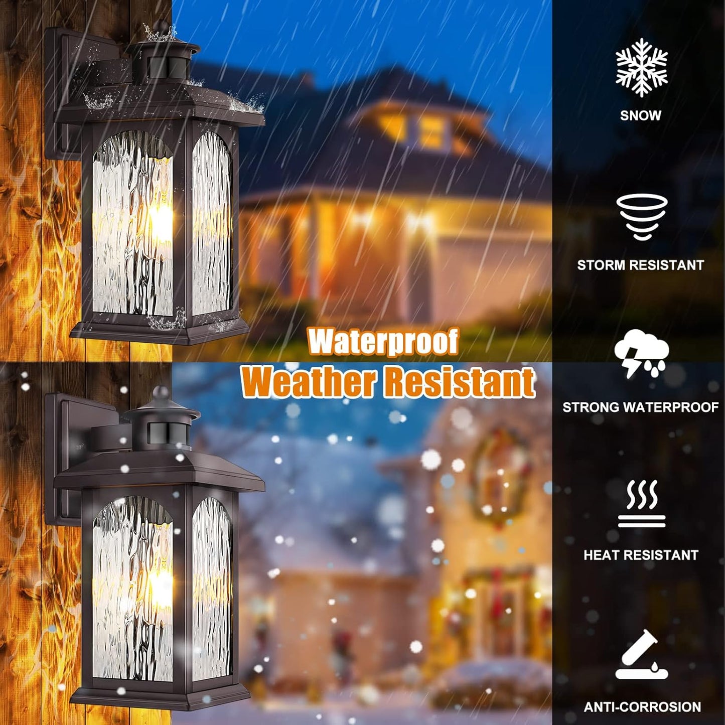 2 Pack Motion Sensor Outdoor Lights, Brown Dusk to Dawn Outdoor Lighting, Oil Rubbed Bronze Exterior Light Fixtures, Waterproof Porch Lights Wall Sconce for House, Garage, Porch, Entryway Anti-Rust