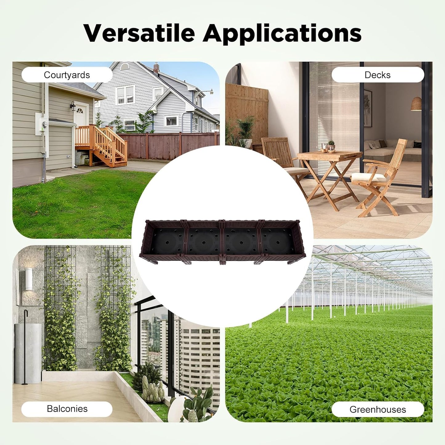 Raised Garden Bed, Elevated Planter Box Plastic Raised Beds with Legs & Drain Holes for Gardening Vegetables Herb Flowers Growing Outdoor, 4 Boxes Brown
