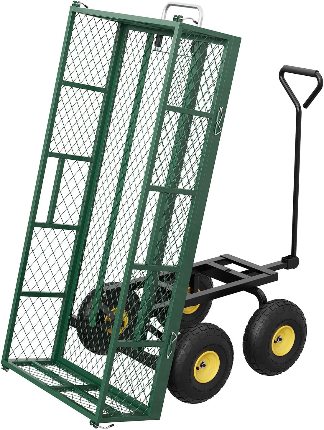 900 LBS Garden Dump Cart with Removable Sidewalls, Heavy Duty Steel Dump Wagon with 180° Swivel Handle & 10-inch Tires, Yard Cart Utility Wheelbarrow for Backyard Farm