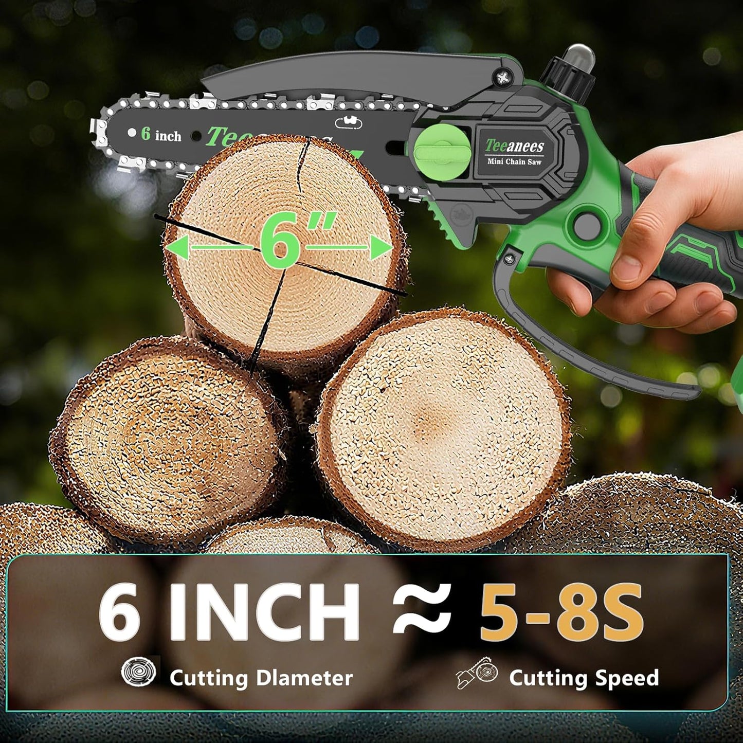 Mini Chainsaw Cordless, 6-Inch Small Electric Chainsaw with 21V Battery & 3 Chains, Hand Held Chain Saw Battery Powered for Wood Cutting & Tree Trimming, Ideal Gardening Gift for Men Dad.