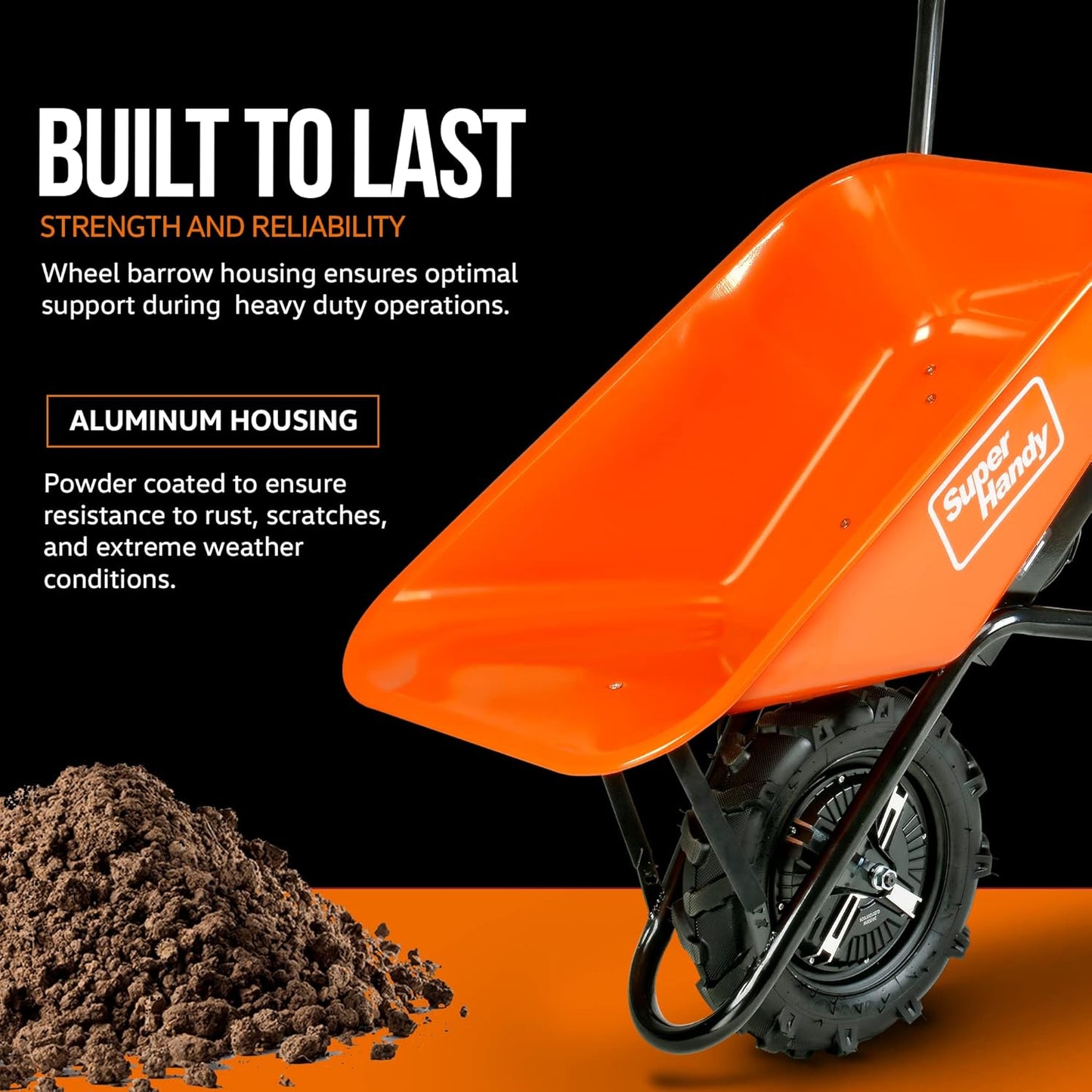 SuperHandy Wheelbarrow Electric Powered Utility Cart 330LBS Capacity Material Debris Hauler