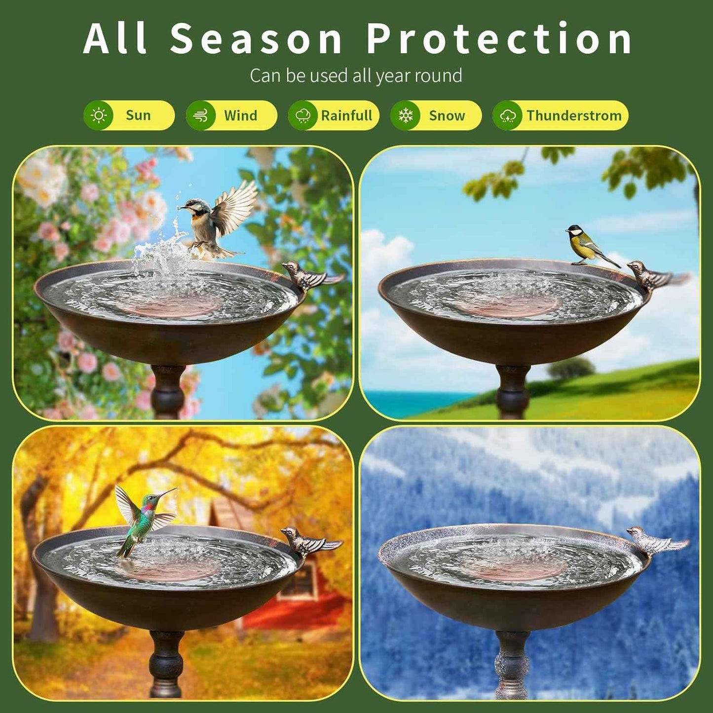 Bird Bath Copper Disk, 99.99% Pure Copper Bird Bath Cleaner, Triple-Point Support, All-Season Water Cleaber for Outdoor Bird Baths & Bowls (1 Pcs)