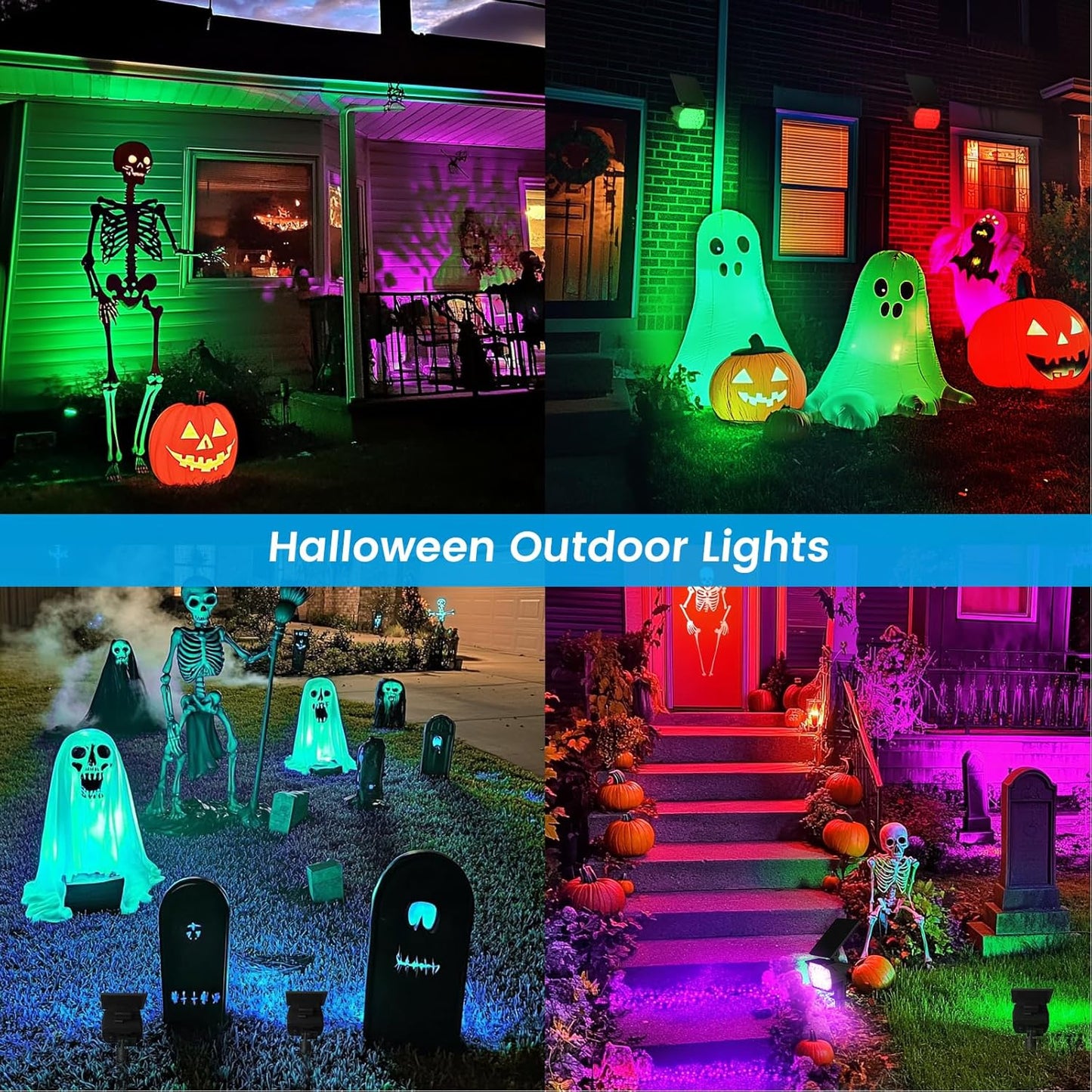 VOLISUN Solar Spot Lights Outdoor Waterproof IP67, 27 LED with 6 Color Changing Landscape Lights for Outside Yard Garden Pathway(2 Pack- RGB)