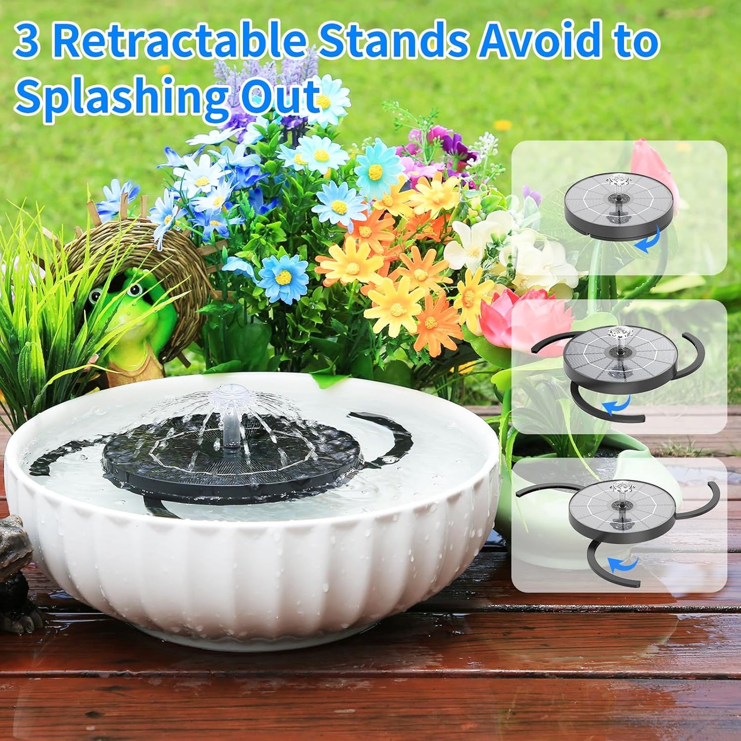 AISITIN 3.5W Solar Water Fountain with Storage & Integrated Bracket, Floating Solar Fountain Pump with Nozzles for Bird Bath, Garden, Pond, Pool, Aquarium and Outdoor (2PCS)
