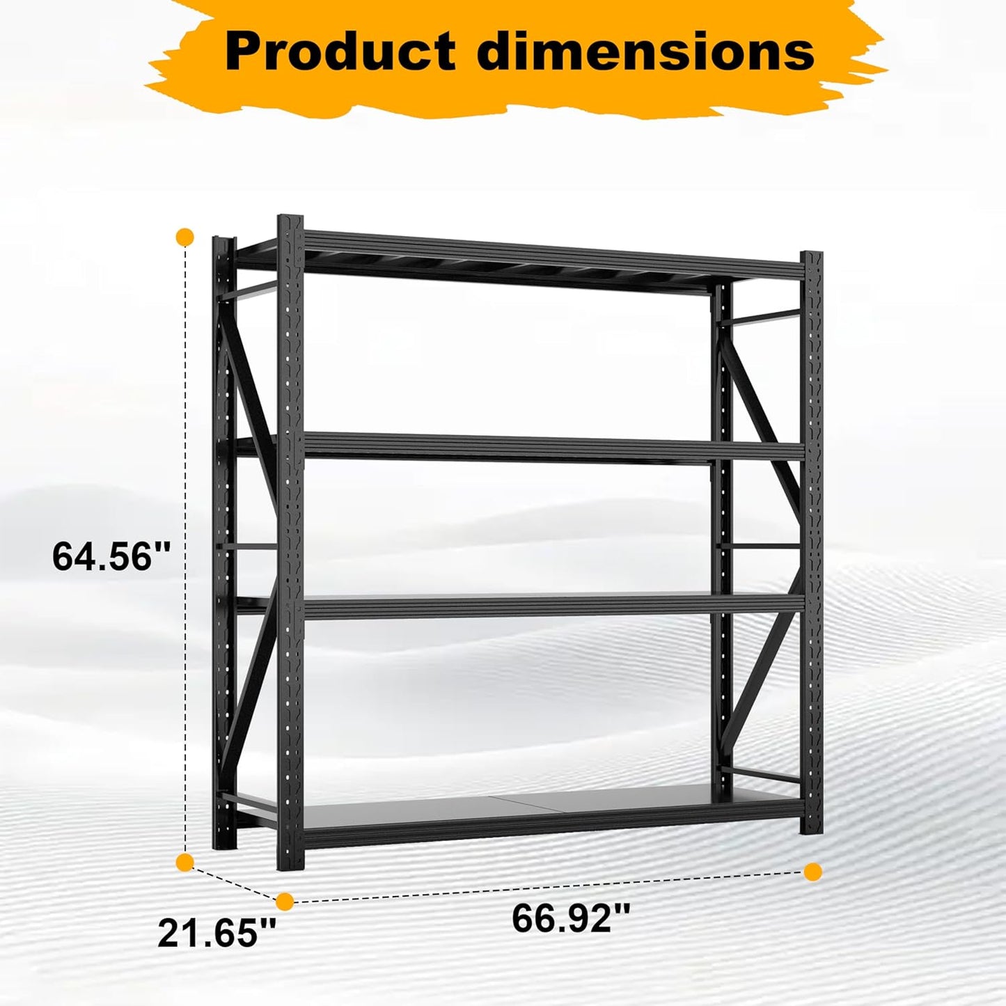 Garage Shelving Units,67" Wide Heavy Duty 4-Tier Metal Storage Shelf with Adjustable Shelves,3000lb Capacity Industrial Shelving for Garage Organization,Basement Storage,WorkshopWarehouse