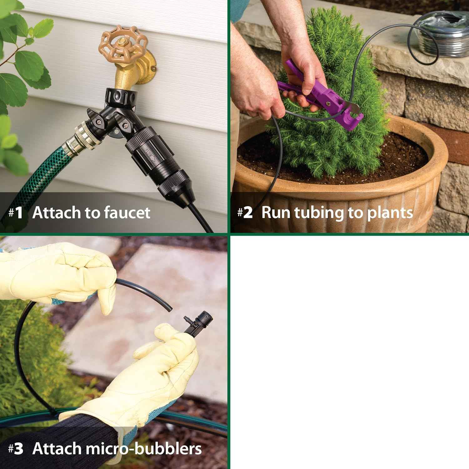 Rain Bird POTTEDKIT Drip Irrigation Container/Potted Plant Watering Kit, Connects to Faucet/Garden Hose, 1/4" Drip Tubing, 360° Micro Bubblers, T-Fittings and Pressure Regulator