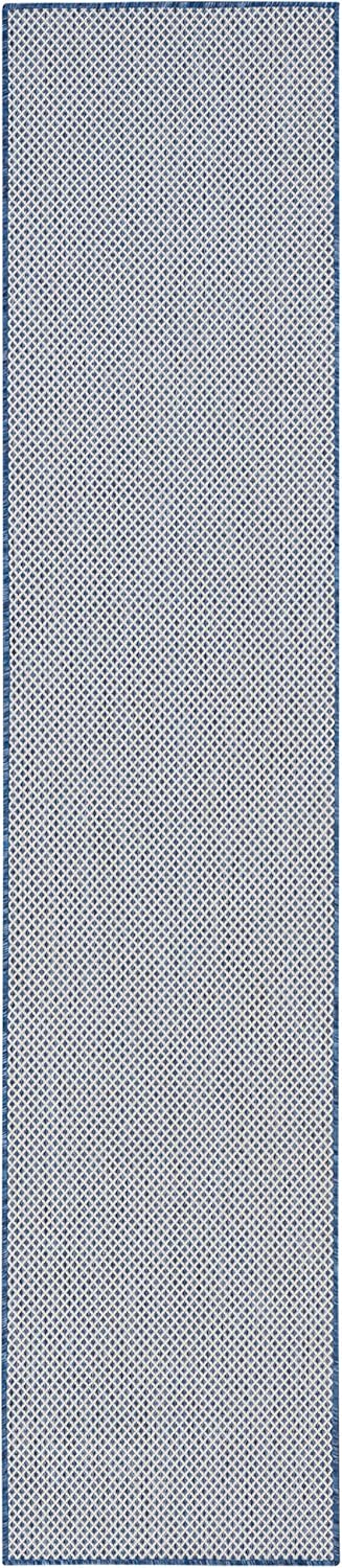 Nourison Home Courtyard Ivory Blue 2' x 6' Area Rug Easy Clean, Non Shedding, Bed Room, Living Room, Dining Room, Kitchen (6' Runner)