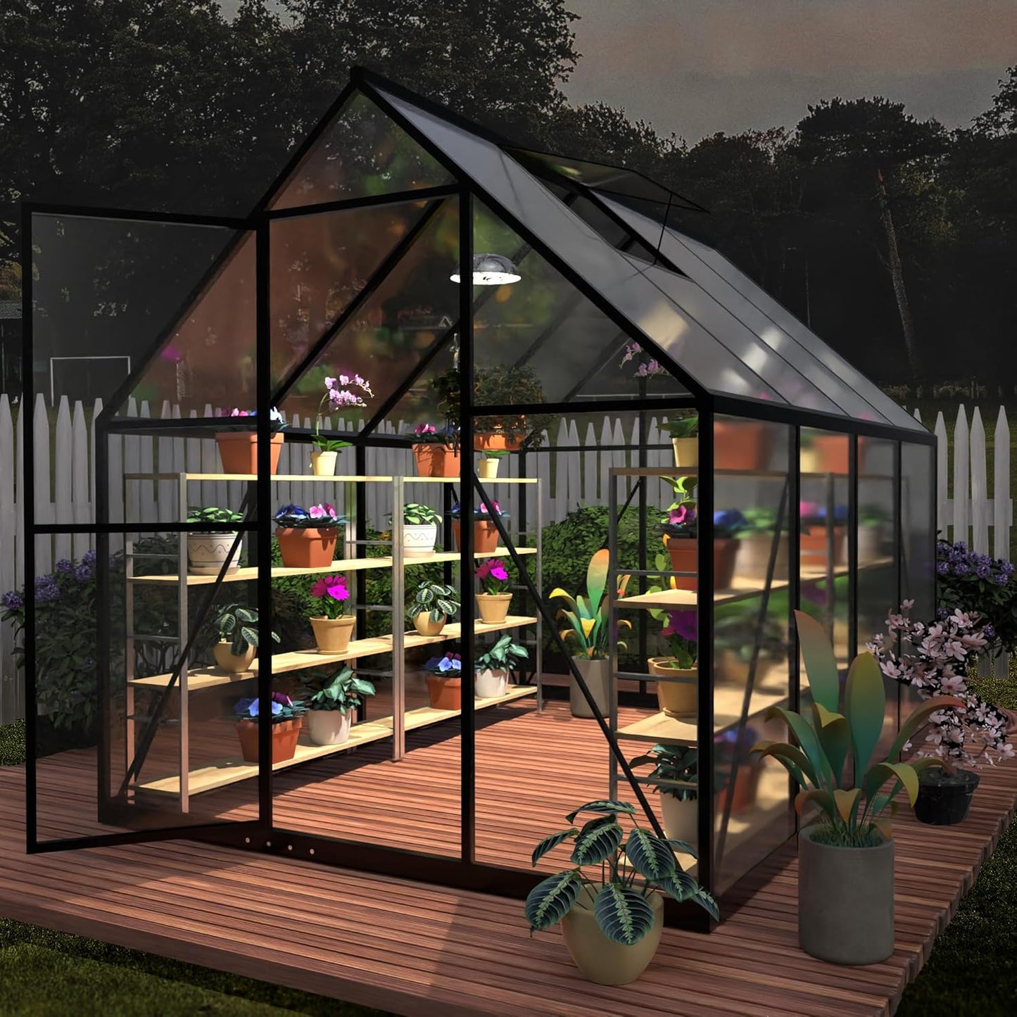 HOOYEAH 6 x 4 FT Polycarbonate Greenhouse, Winter Greenhouses for Outdoors,Outdoor Greenhouse with Roof Air Vent, Heavy Duty Walk-in Aluminum Green House for Outside Garden Backyard