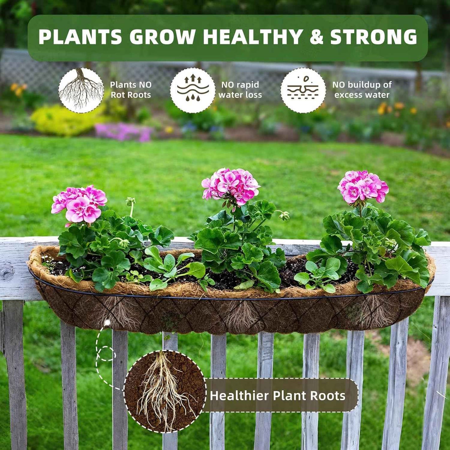 30 inch 3 Pack Trough Coco Liners, Natural Coconut Coir Fiber for Wall Basket Planters, Window Box Liners, Garden Planter Baskets, Fence Flower Baskets