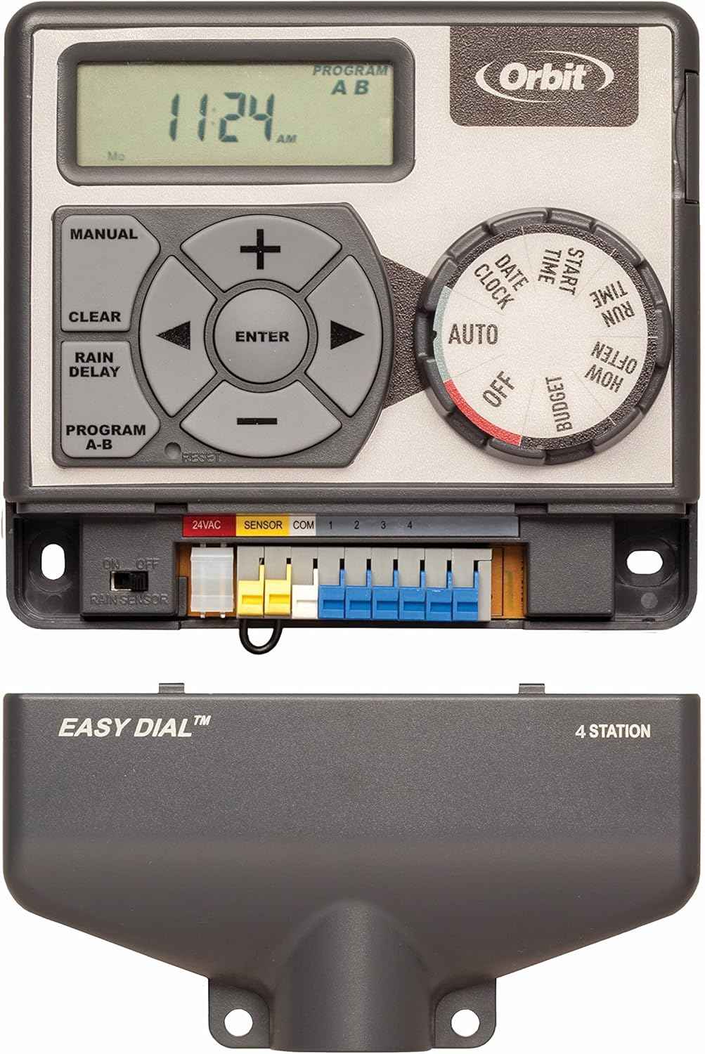Orbit Easy Dial 4-Station Irrigation System Controller, Indoor, Grey, 28964