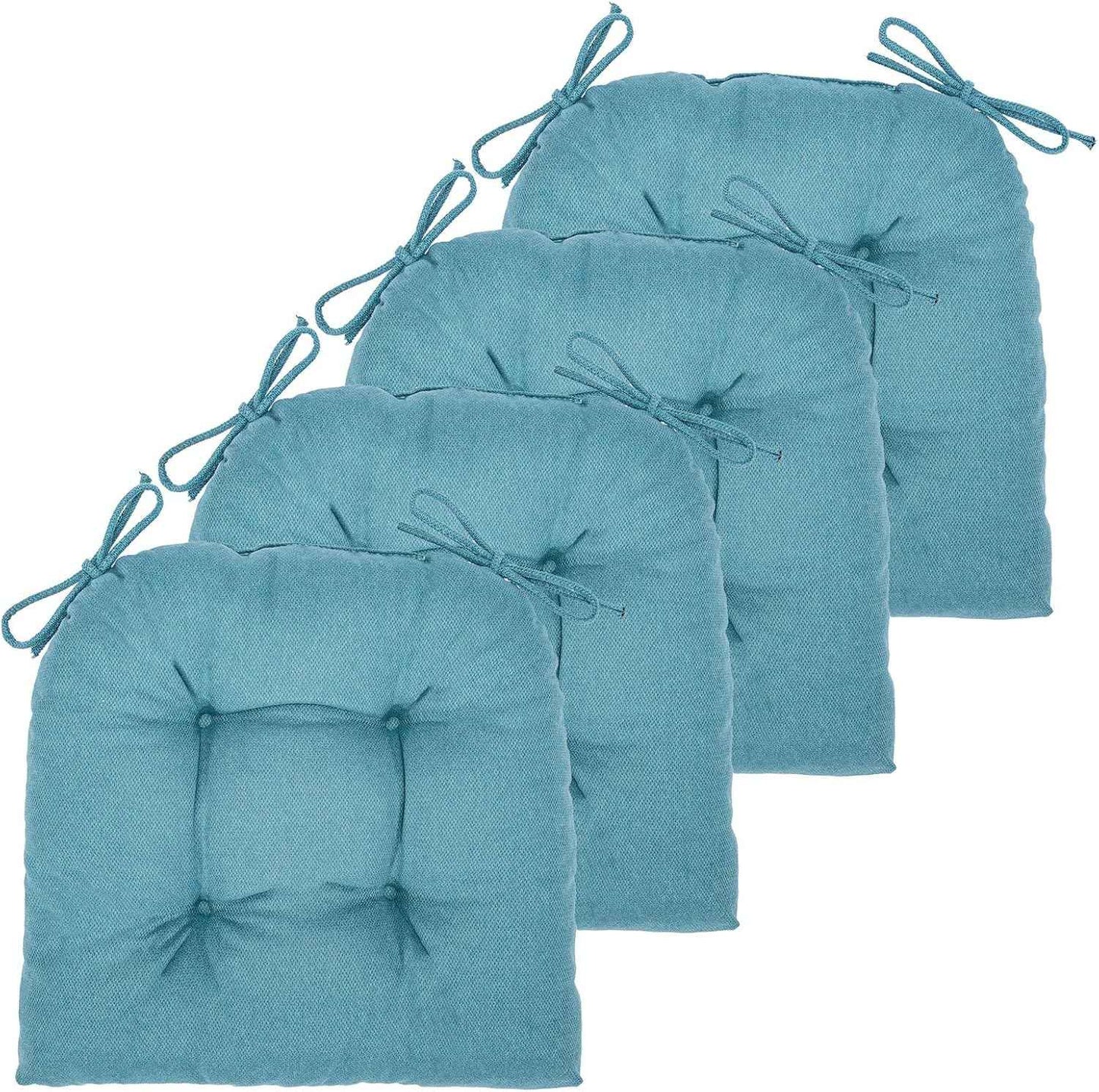 Chair Cushion, Chair Cushions for Dining Chairs, Chair Pads and Mat with Ties for Indoor Kitchen Seat and Desk (Teal, 4 Count - 17 x 16 in)