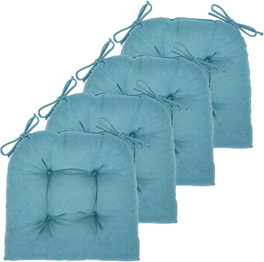 Chair Cushion, Chair Cushions for Dining Chairs, Chair Pads and Mat with Ties for Indoor Kitchen Seat and Desk (Teal, 4 Count - 17 x 16 in)