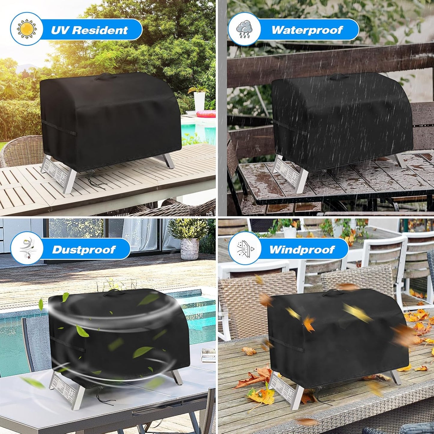 Portable Grill Cover,Fit for Cuisinart CGG-306,Waterproof Small Table Top BBQ Grill Cover,Heavy Duty 600D Outdoor Tabletop Grill Cover