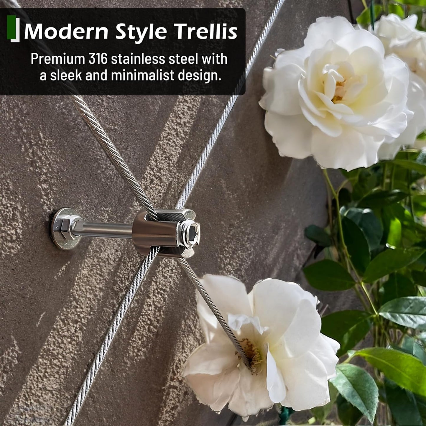 Wire Trellis for Climbing Plants Outdoor, 30-Set Wall Wire Trellis Kit with 1/8in x 150ft Stainless Steel Cable, T316 Espalier System for Fence and Garden DIY Projects