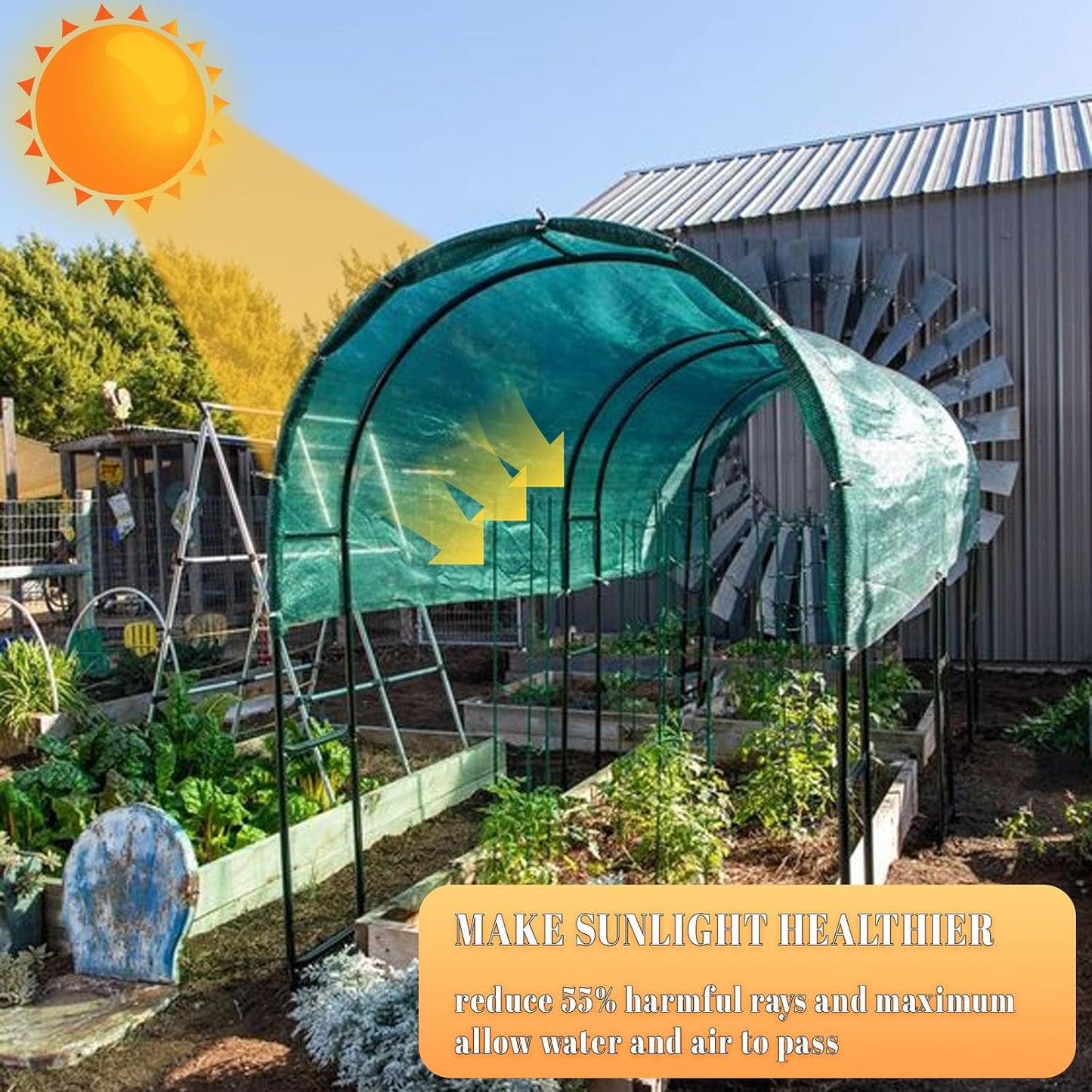Cool Area 55% 6x8ft Sunblock Shade Cloth Cover Mesh UV Resistant Net for Garden Flower Plant Greenhouse, Green