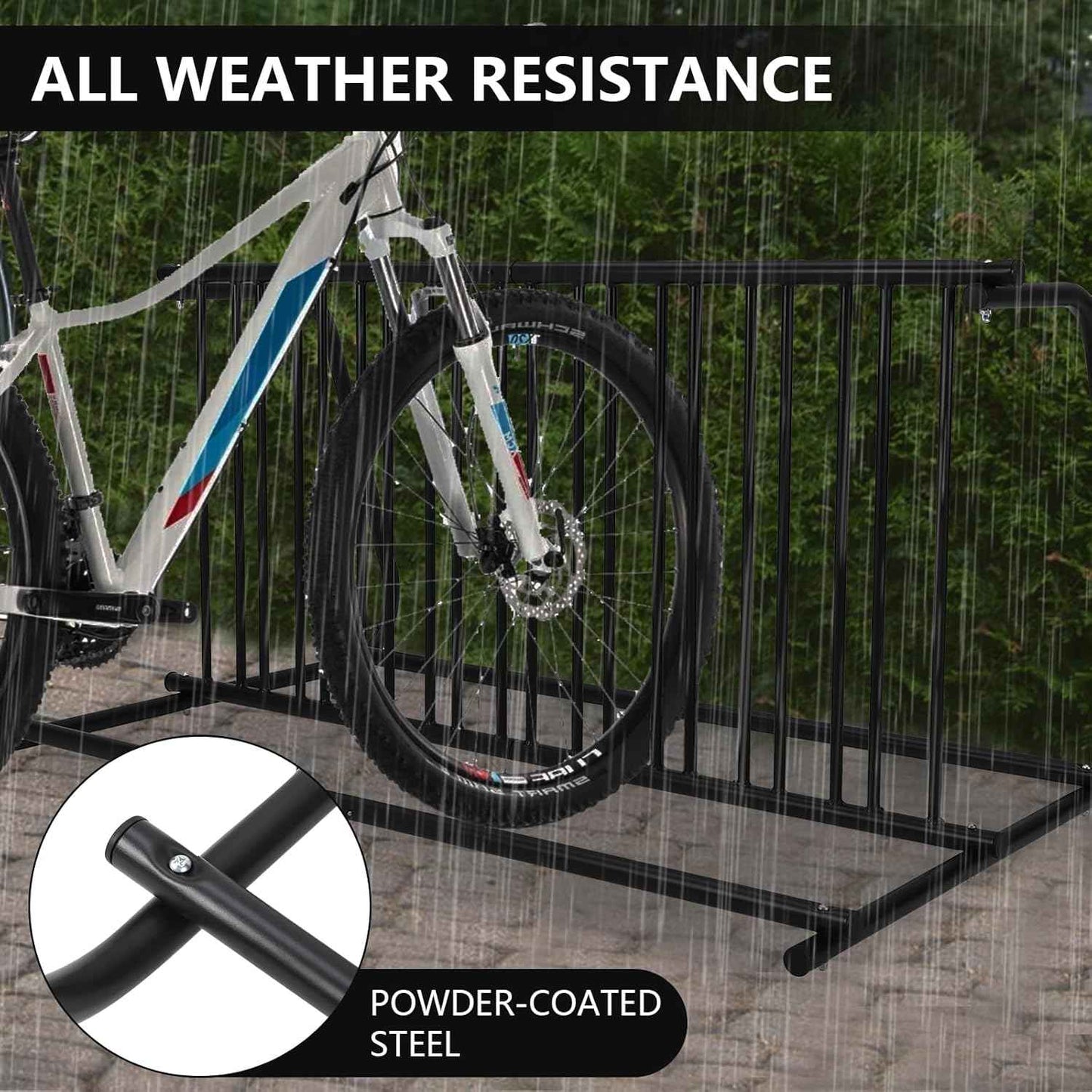 10-Bike Commercial Floor Rack, Heavy Duty Powder-Coated Steel Grid Organizer, Freestanding Double-Sided Storage for Garages/Storefronts/Schools