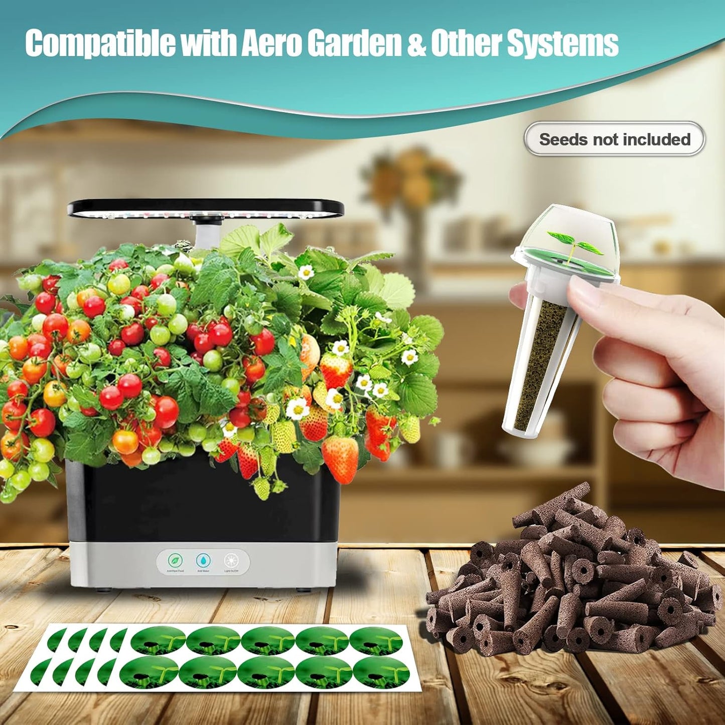 150pcs Seed Pod Kit for Hydroponics, Grow Anything Kit with 100pcs Grow Sponges, 50pcs Pods Labels, Hydroponics Pods Replacement Compatible with Hydroponics Growing System from All Brands