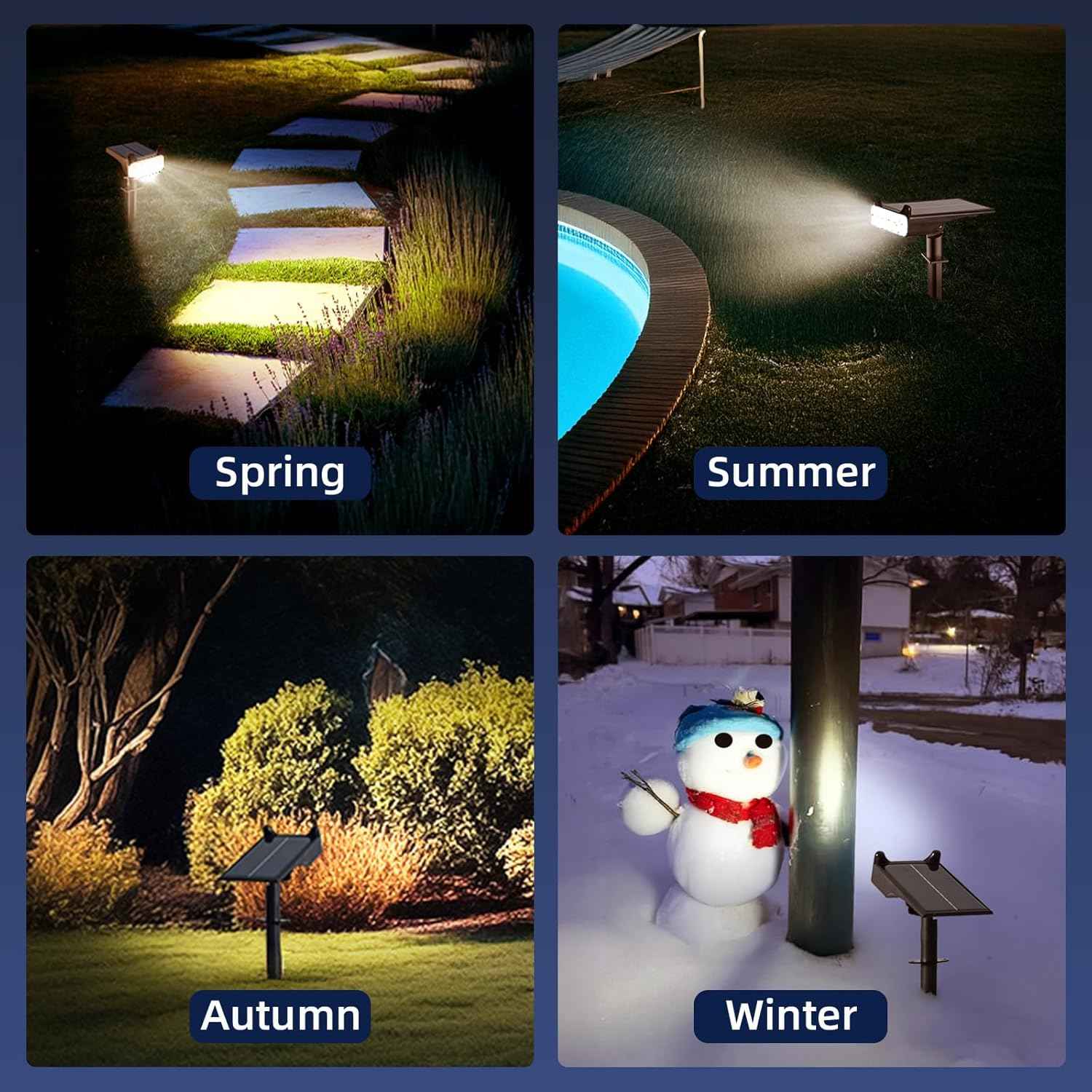 HOFLYW Solar Spotlights Outdoor Waterproof Landscape Path Lights Solar Dusk to Dawn Outdoor Lighting 4 Brightness Modes for Garden Pathway Tree Driveway Porch Yard