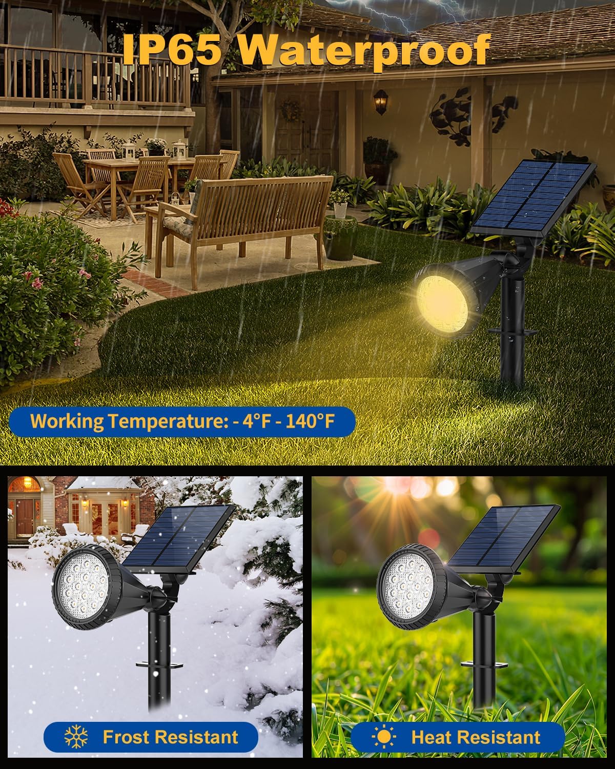 Solar Spot Lights Outdoor, 10 Pack Outdoor Solar Lights for Yard, 4 Lighting Mode Solar Landscape Spotlights with Auto On/Off, 2-in-1 Waterproof Wall Lights for Garden, Walkway (Warm White)