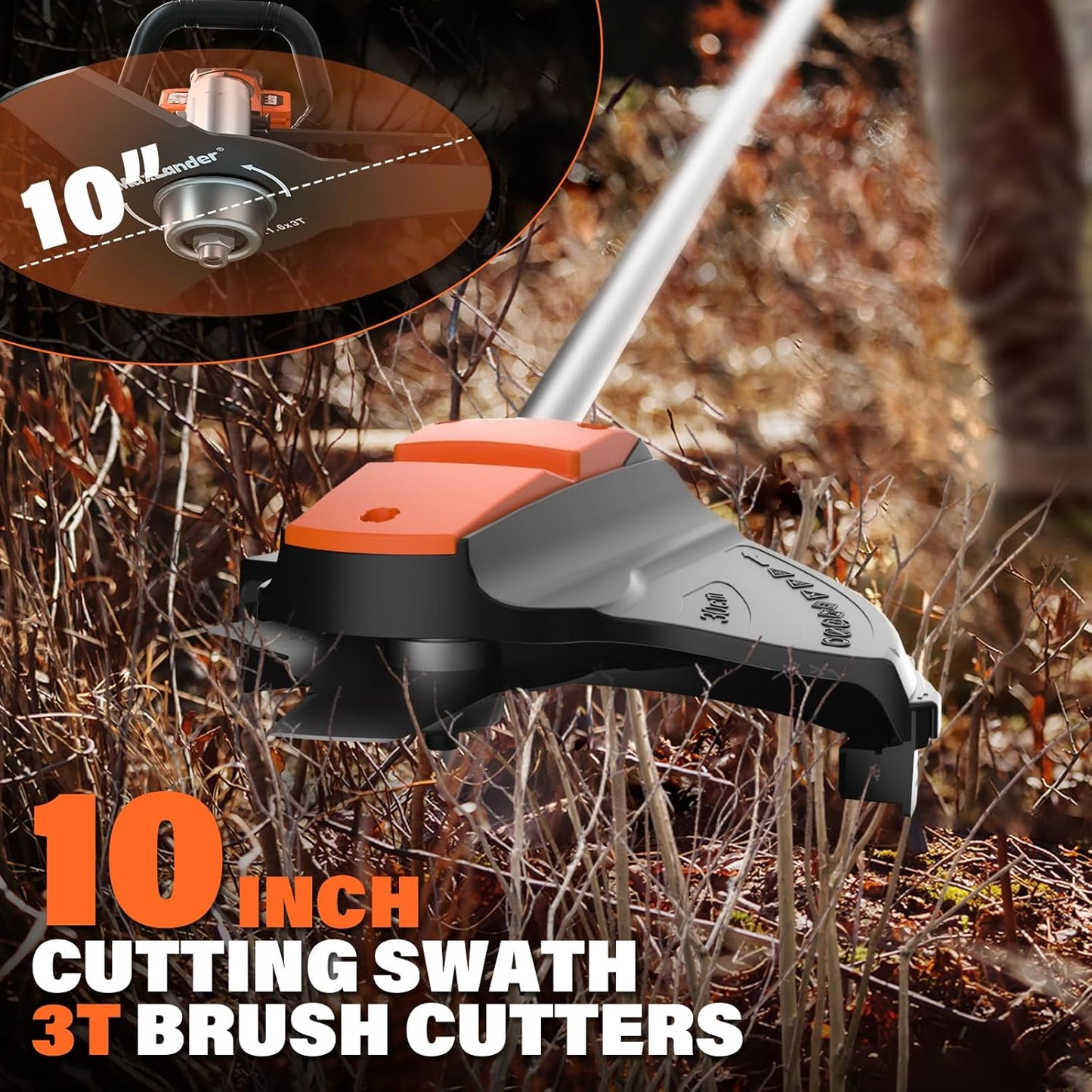 MAXLANDER 40V Hedge Trimmer, Weed Wacker Cordless, 8" Electric Pole Saw and Brush Cutter Blade, 4-in-1 Multi Garden Tools with 2 * 20V 4.0Ah Batteries and 1*Charger