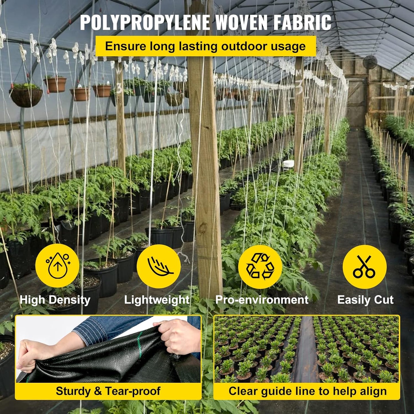 Happybuy 3FTx300FT Weed Barrier Landscape Fabric Heavy Duty 3.2OZ, Woven Weed Blocker Gardening Mat, Garden Weed Control Fabric, Geotextile Drainage Fabric, Driveway Fabric Landscaping Ground Cover