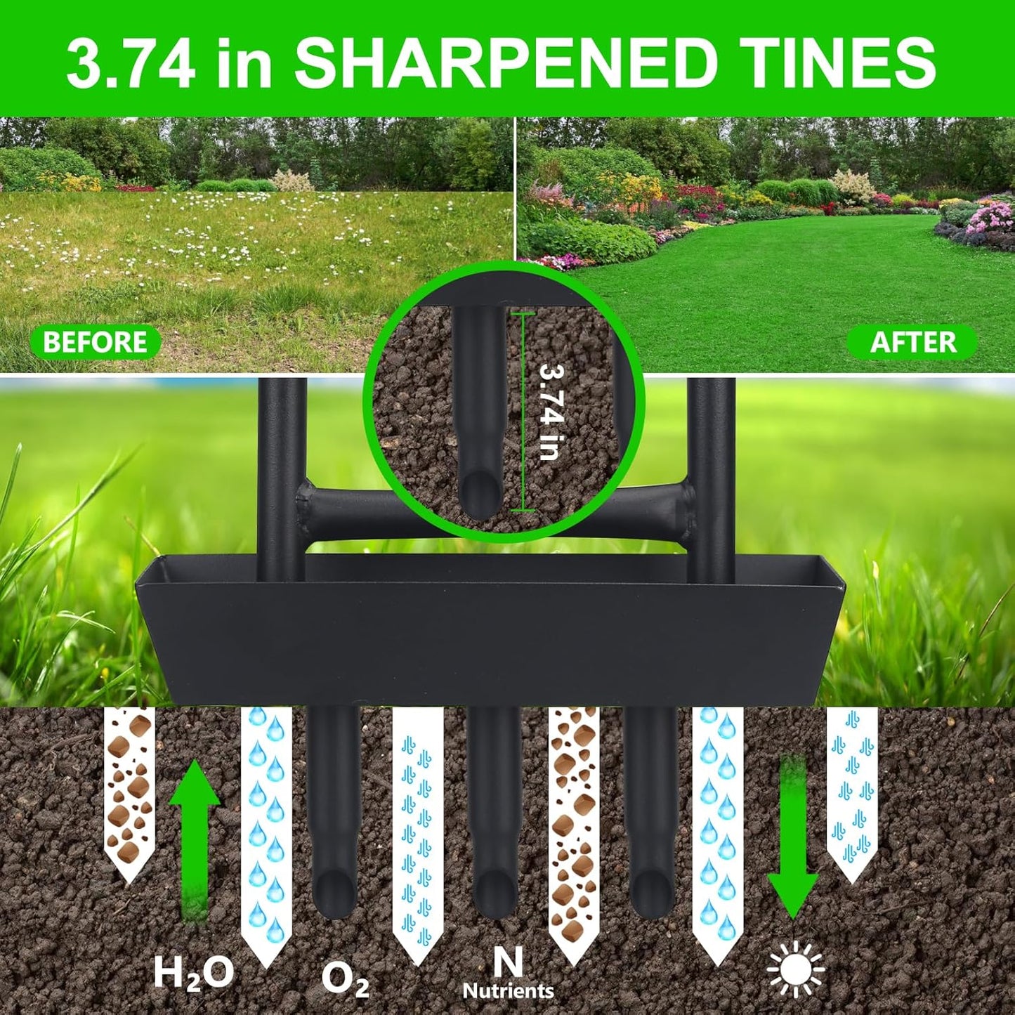 Lawn Aerator - Aerator Lawn Tool, Lawn Aerator Coring Tool with Soil Core Storage Tray Manual Core Aerator for Garden Yard Care