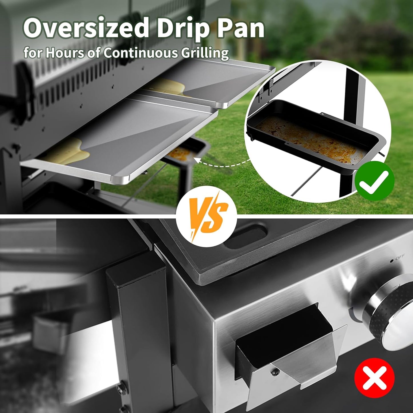 Brand-Man Griddle Grill Combo 6-Burner, 2 in 1 Versatile Propane Gas Grill and Griddle with Double Stainless Steel Lids, BBQ Combo for Outdoor Kitchen & Backyard Barbecue Cooking