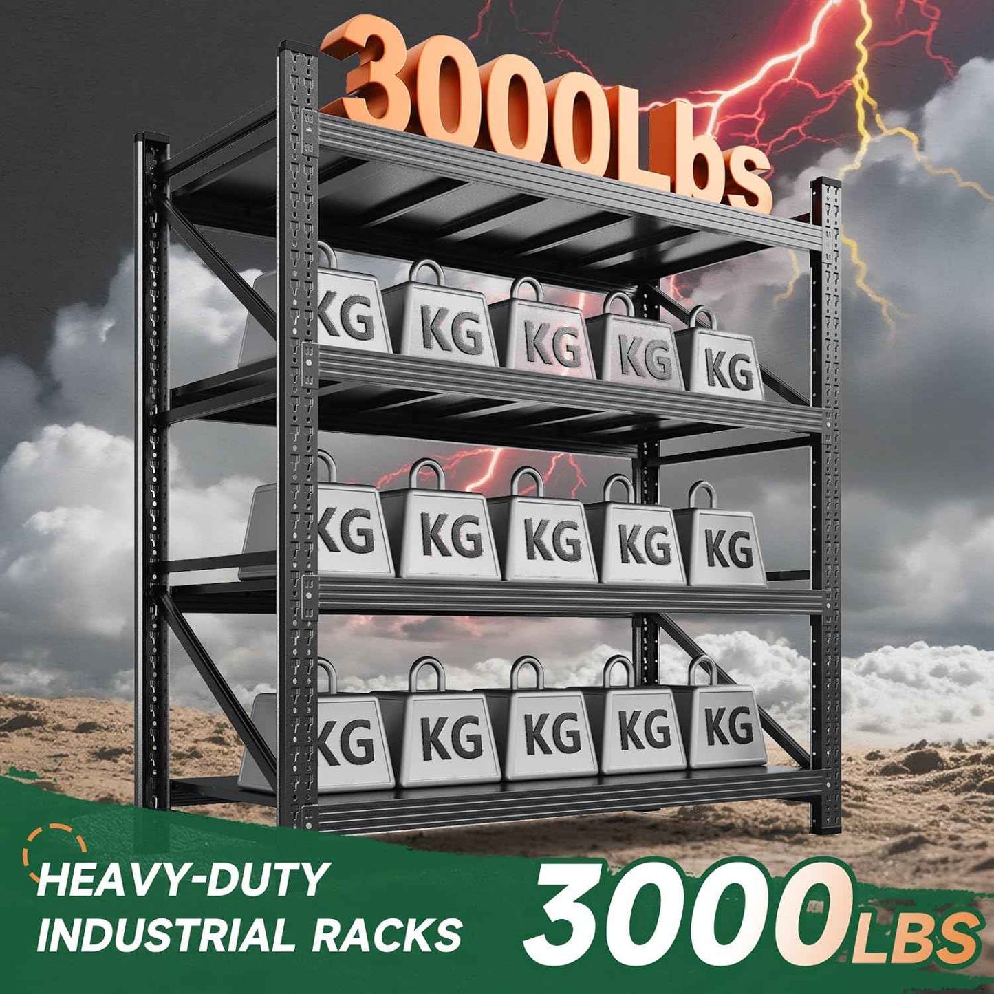 Letaya 3000LBS Storage Shelves Heavy Duty,70" H Garage Shelving Units, 4 Tier Adjustable Utility Rack Shelf,Large Metal Industrial Shelves,for Shop,Warehouse,Basement,Black (48" W x 24" D x 70" H)