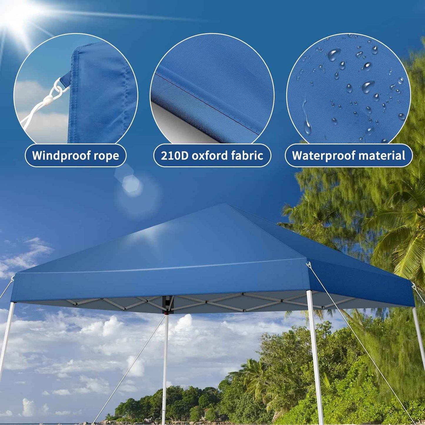 Blue 6x6 FT EZ Pop Up Canopy Tent Outdoor Slant Leg Wedding Party Gazebo Waterproof, Durable