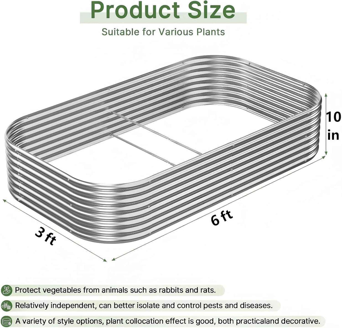 3 PCS 6x3ft Galvanized Raised Garden Bed Outdoor, Metal Garden Bed for Vegetables, Above Ground Garden Box for Flower, Steel Raised Beds for Gardening