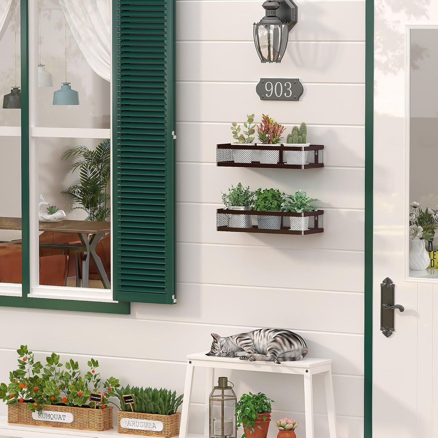 PUSDON Metal Wall Hanging Basket 2 Packs DIY Suitable for Multiple Scenes - Middle Bronze Netting