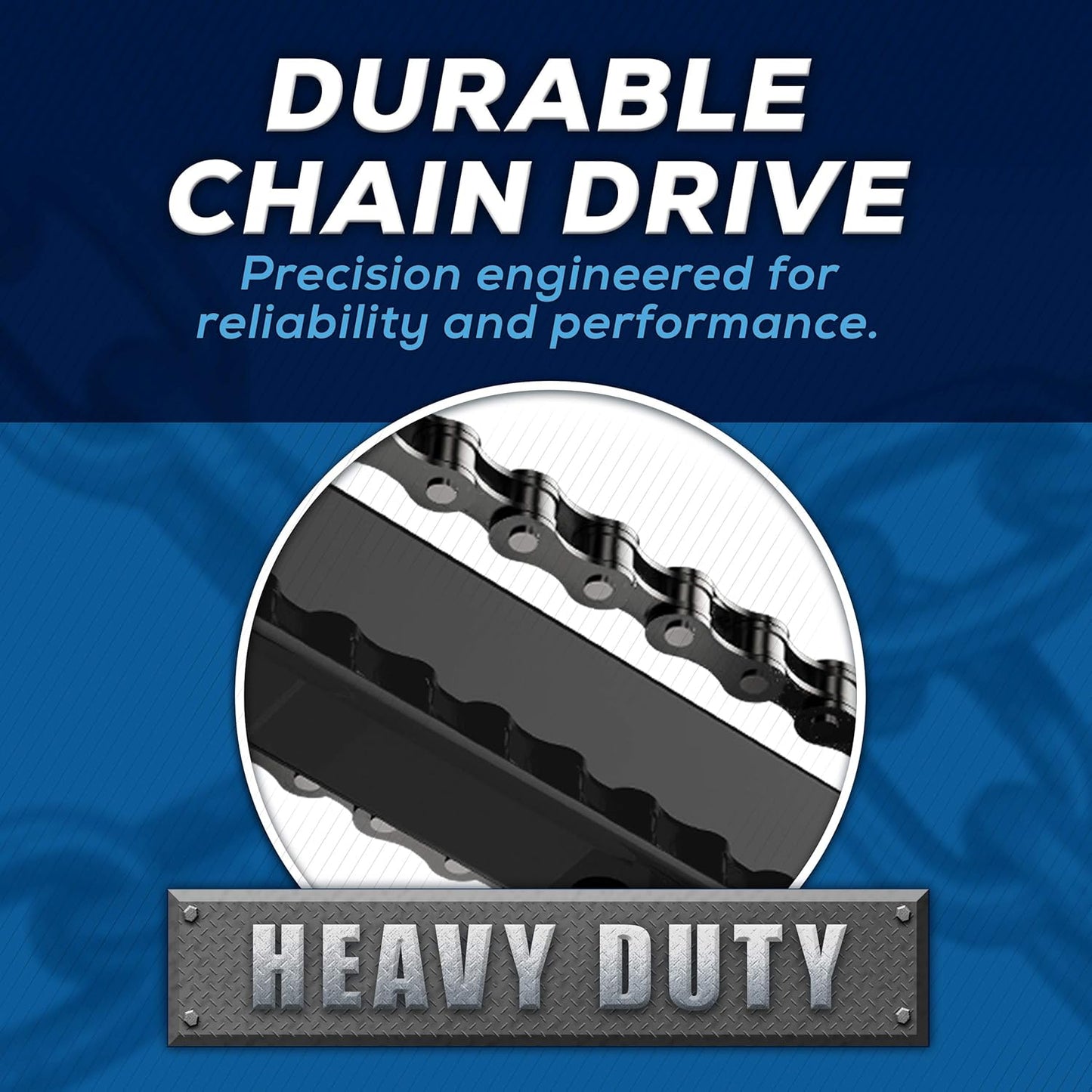 Workhorse BU100 Overhead Garage Door Opener with Heavy-Duty Chain Drive for Single or Double Doors, Wall Mount, and Remote Garage Opener Included, Quick and Easy Installation, White