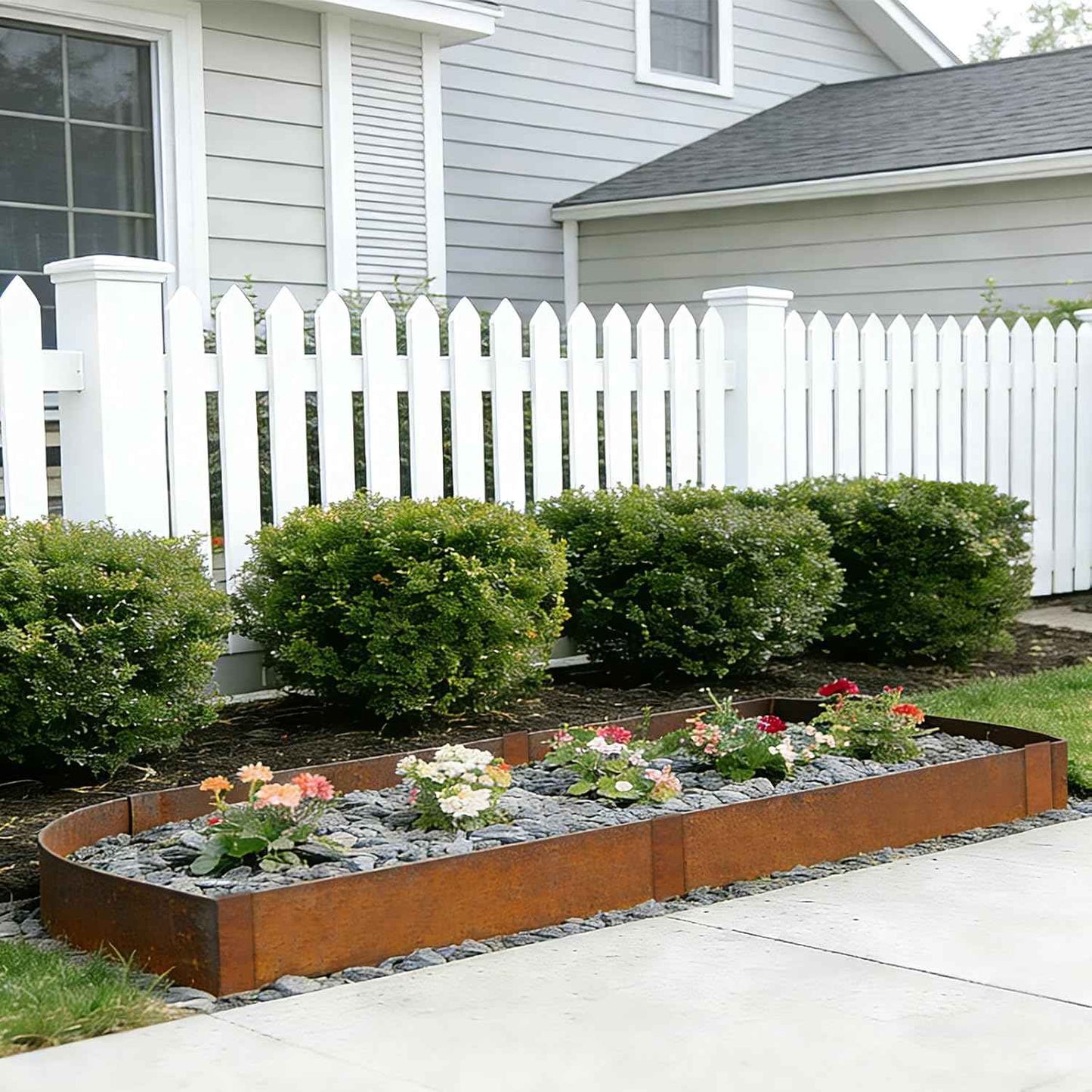 Corten Steel Landscape Edging 8" H x 40" L 6 Pack Metal Garden Edging, Pre-Rusted Metal Landscape Edging, Hammer-in Steel Edging for Landscaping with 6 Clips for Lawn Yard Border (20Ft Total)
