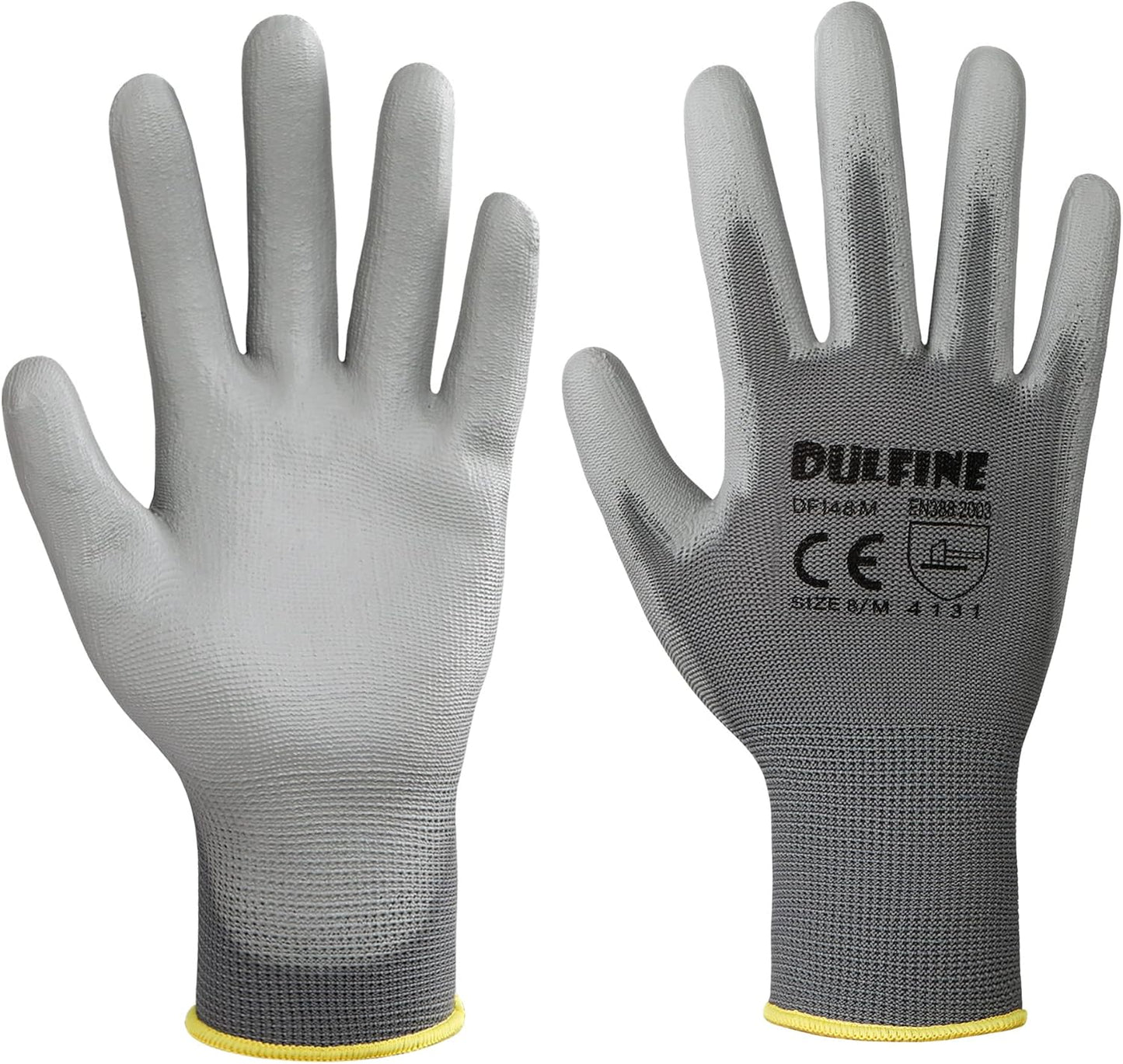 Safety Work Gloves for Men PU Coated 60 Pairs Bulk Pack,Grey Seamless Knit Glove with thin Polyurethane Coated Smooth Grip on Palm & Fingers, for Men and Women, Ideal for General Duty Work (XX-Large)