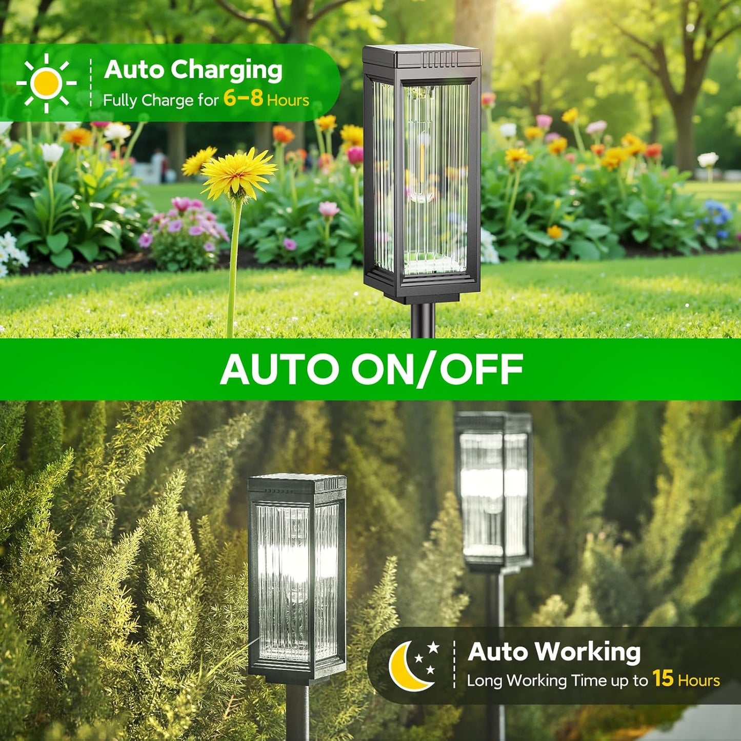 ELECLINK Solar Pathway Lights Outdoor, 4 Pack Upgraded Solar Lights Outdoor Waterproof, Bright Up to 15 Hrs Auto On/Off Garden Light for Yard Patio Lawn Path Walkway Driveway Outside Decor(Cool White)