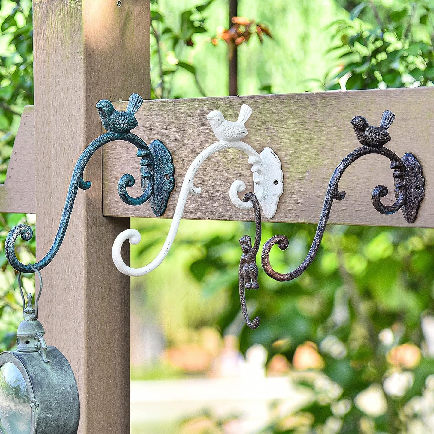 Sungmor Cast Iron Wall Hanging Plant Bracket, 2 Pack 10 Inch Decorative Plant Hanger, Lovely Bird Metal Plant Hooks for Hanging Planters Lanterns Bird Feeders Wind Chimes