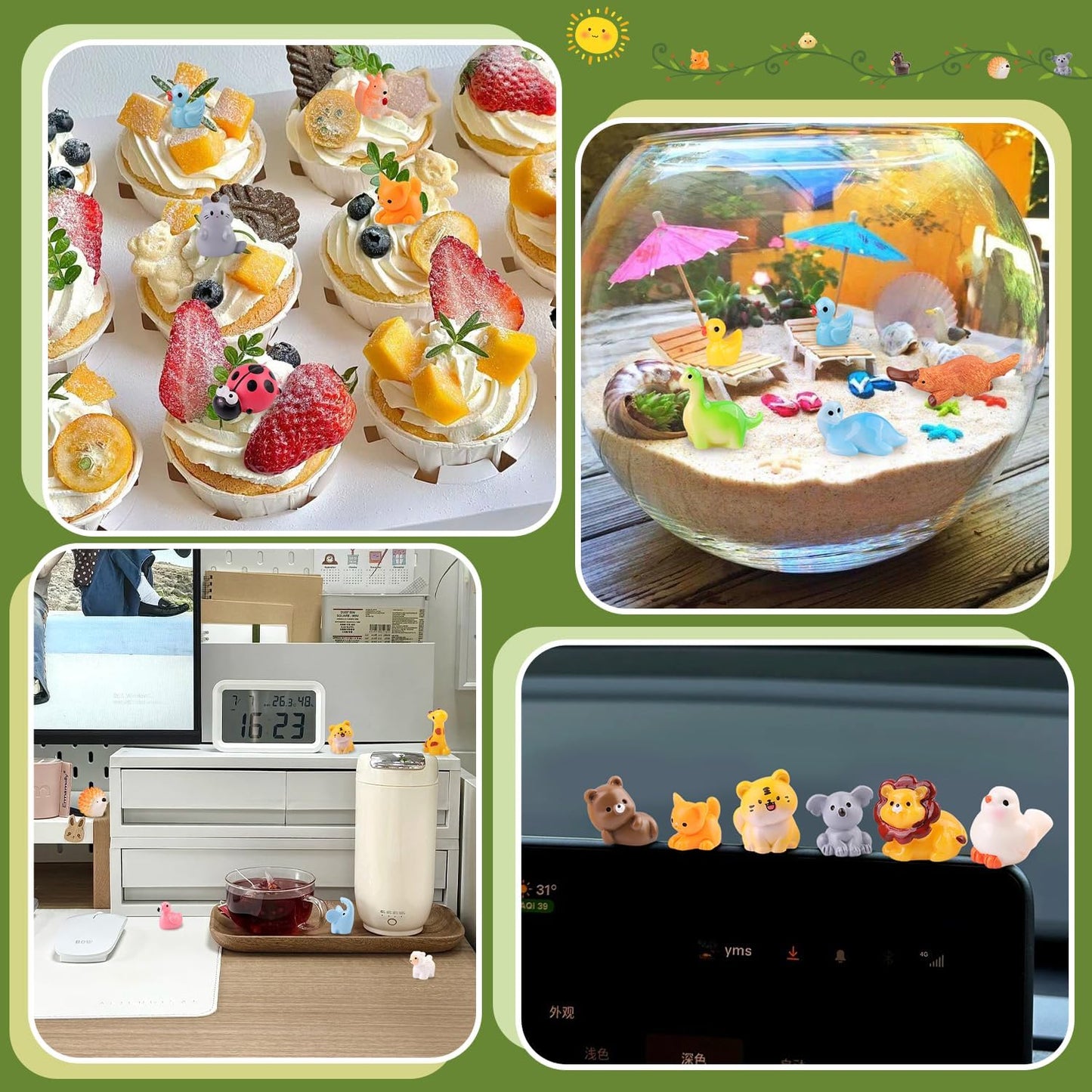 TINKRSTUFF 45PCS Mini Resin Animals Tiny Cute Forest Figurines, Miniature Figures to Hide, Little Animal Small Accessories for Topper Desk Garden Dollhouse Landscape Aquarium Ornaments Crafts & Decor