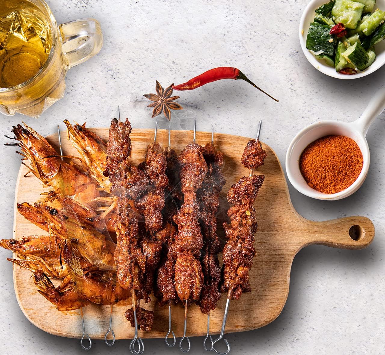 14 Inch Long Square kebab skewers,BBQ Stainless Steel Skewers,12 Pack (BBQ Skewers Square 14inch-12p)