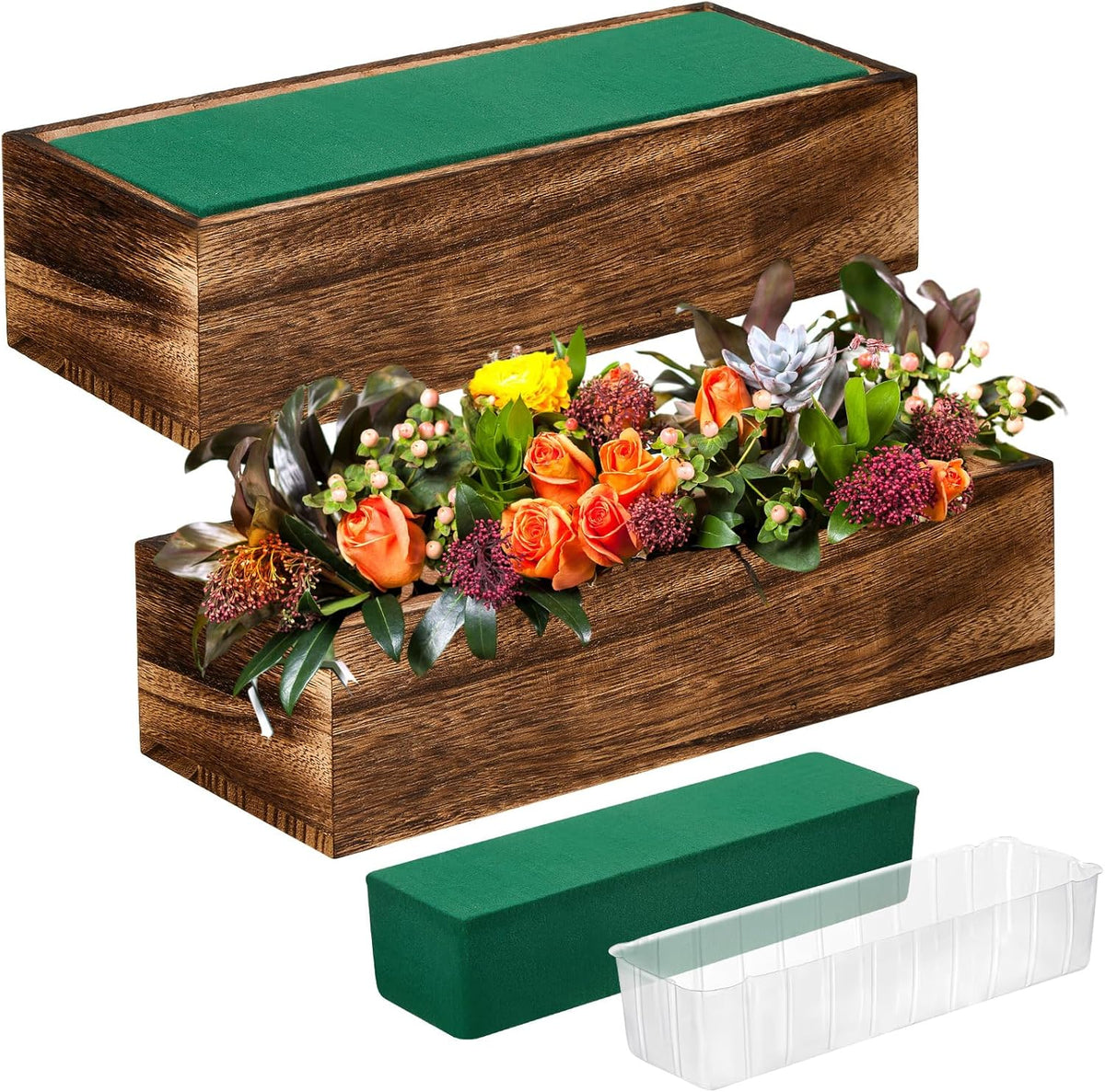 Rectangle Box With Blocks Dandat 4 Set Wood Boxes for Centerpieces Rectangle Wooden Planter Box ...