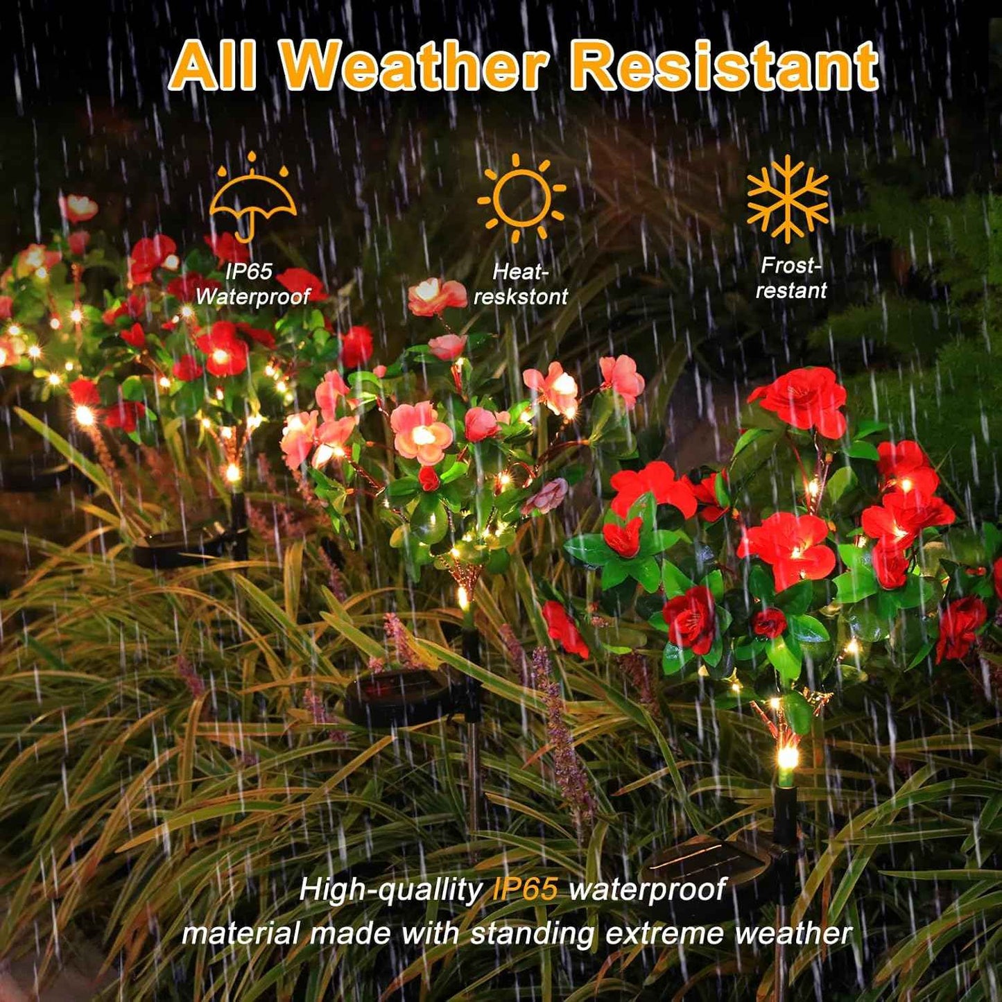 Garden 4 Pack LED Solar Flower Lights with More Realistic Azalea Flowers Solar Garden Lights Outdoor Waterproof for Yard Patio Lawn Pathway Walkway Decoration 4-Pack Red & Pink Combo