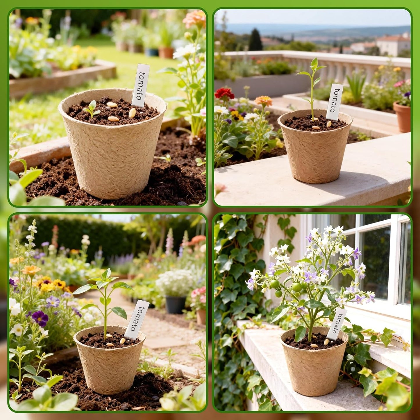 120 Pack Peat Pots for Sreeding with 120 Plant Labels, 4 inch Round Nursery Pot with Drainage Holes Seed Starting Pots Biodegradable Pots Indoor Garden Seedling