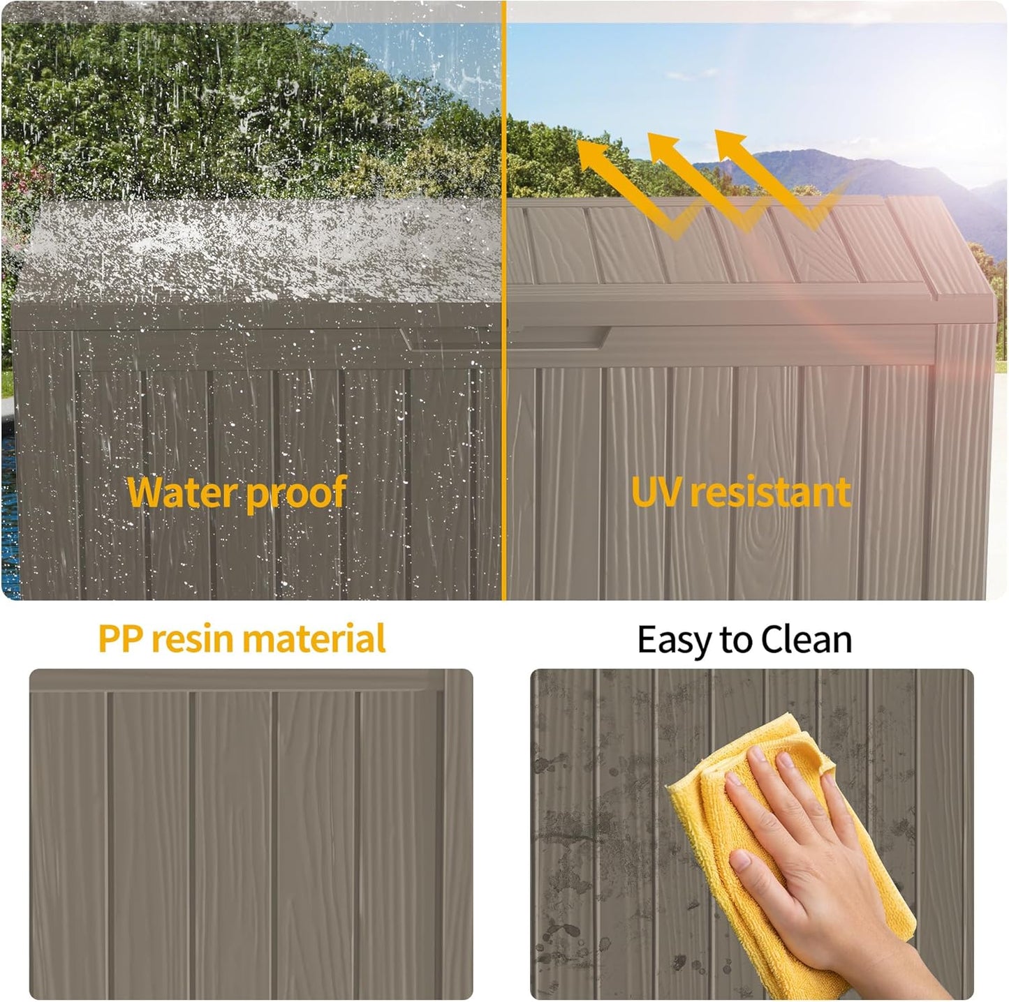 180 Gallon Outdoor Storage Box Waterproof Lockable Resin Deck Box Large, Patio Storage Bin for Pool Accessories Cushion Furniture, Garden Tools, UV-Resistant Outside Delivery Grey