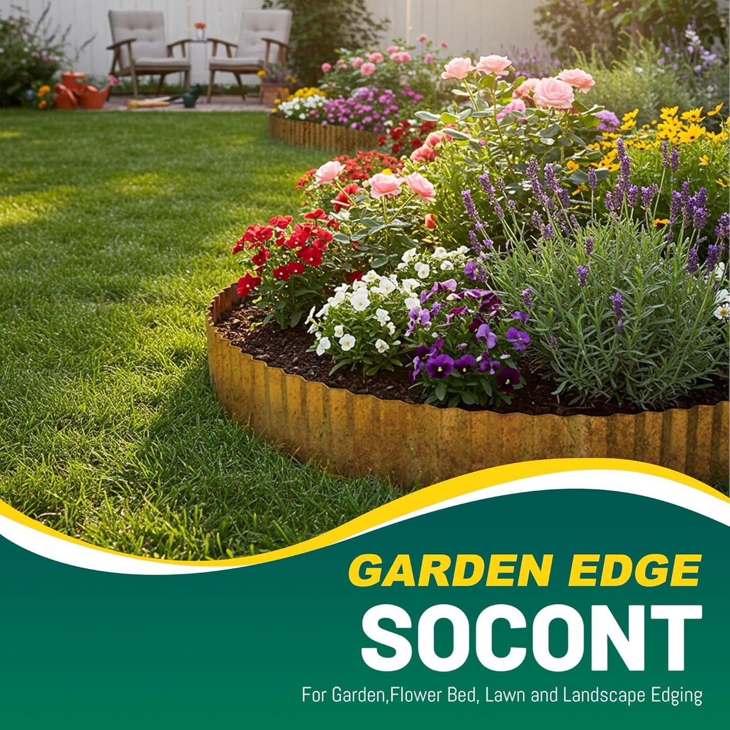 Corrugated Metal Garden Edging, 6"×20Ft Durable Landscape Border for Garden, Lawn, Flower Beds and Paver Edging (Rusty)