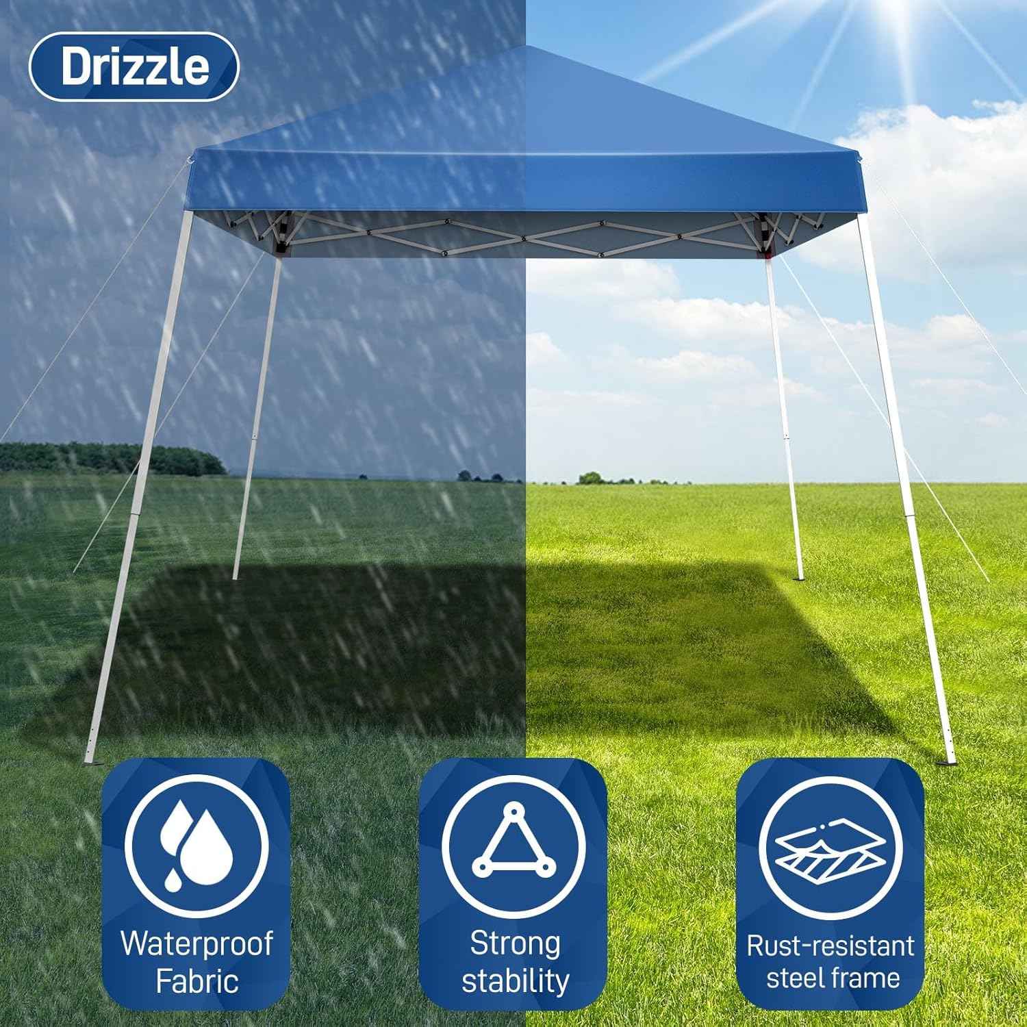 Blue 6x6 FT EZ Pop Up Canopy Tent Outdoor Slant Leg Wedding Party Gazebo Waterproof, Durable